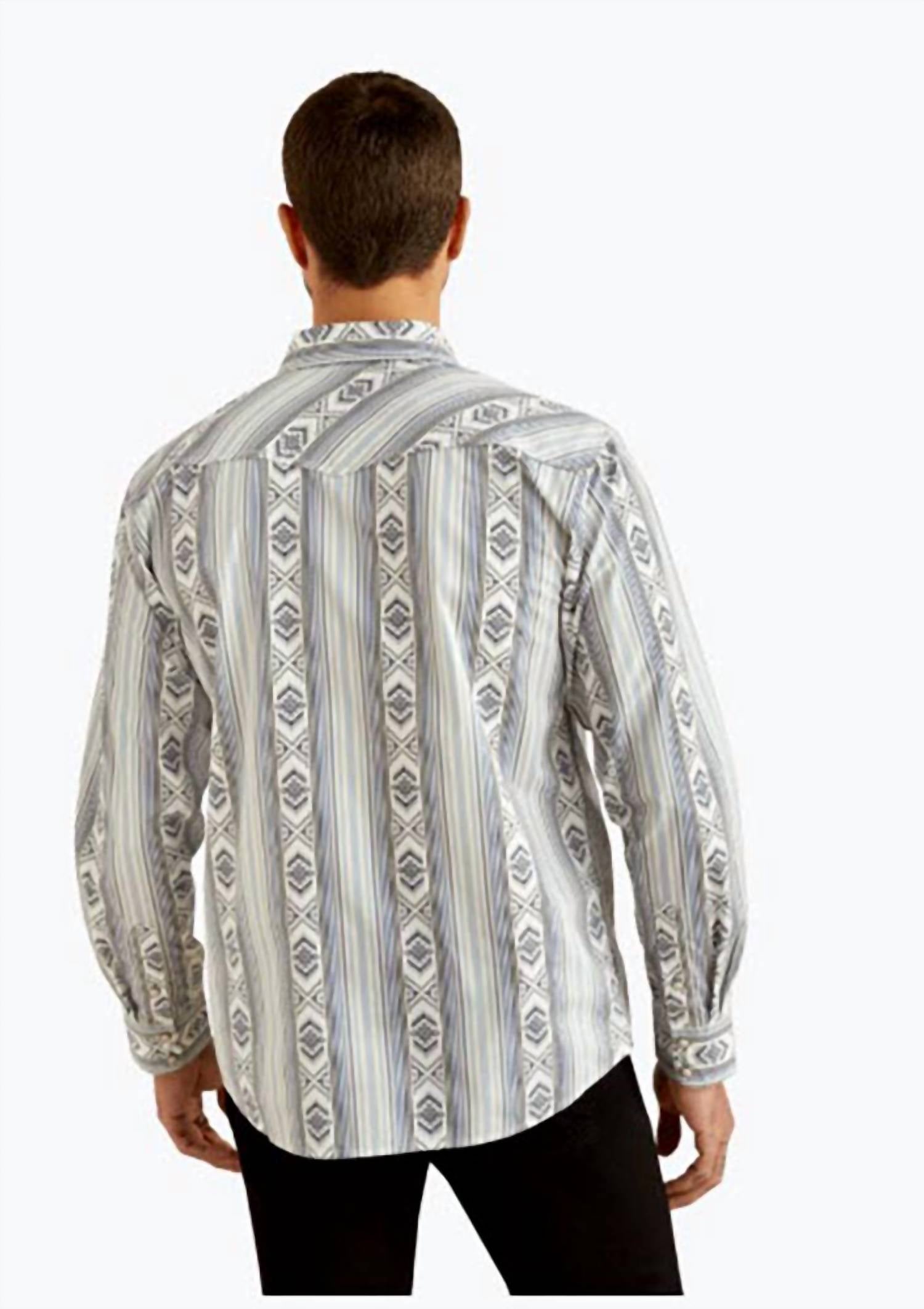 Camisa de hombre de manga larga color azul
