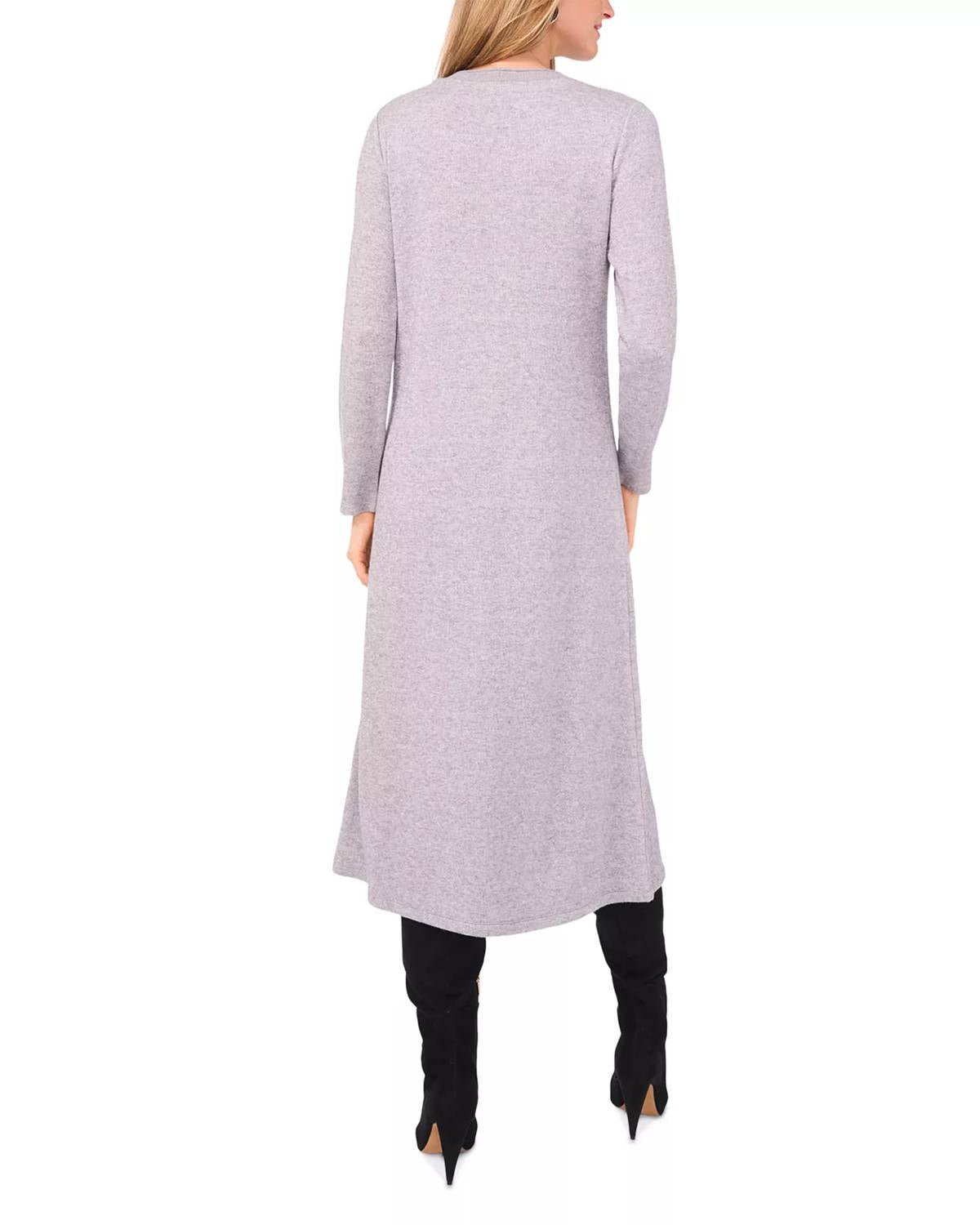 Vestido midi de manga larga color gris
