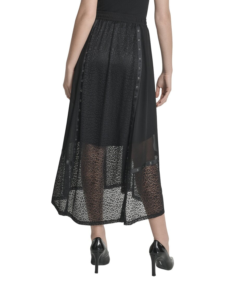 DKNY Falda con Sobrecapa de Leopardo