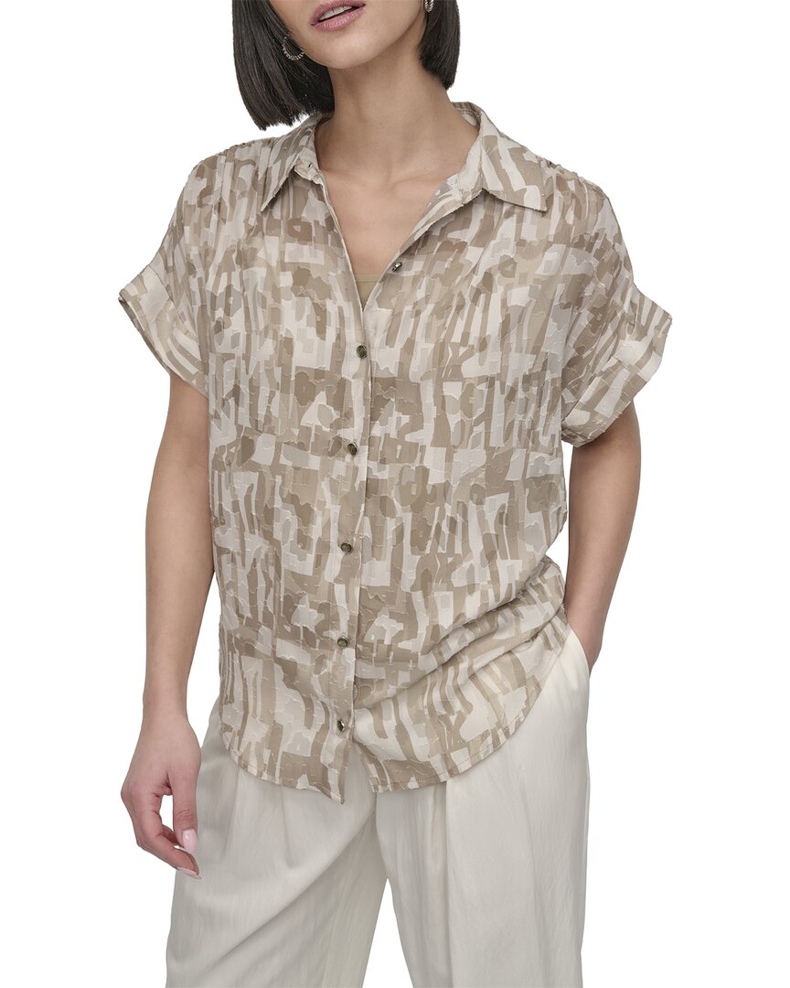 DKNY Top con Botones Manga Corta