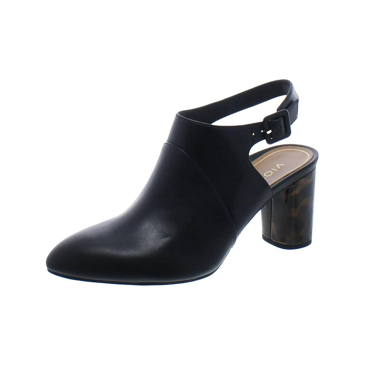 Zapatos destalonados de mujer de cuero color negro