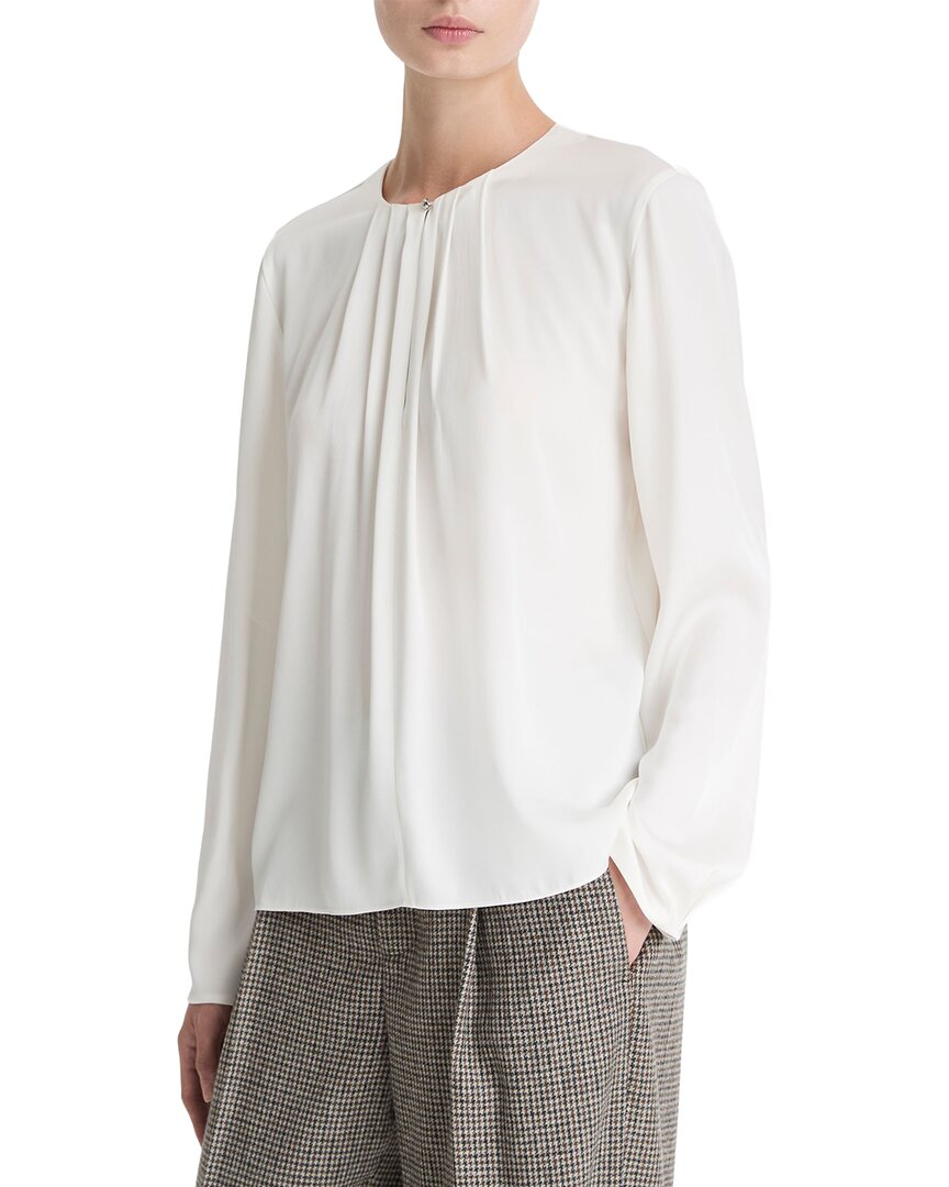 Blusa de mezcla de seda con pliegues