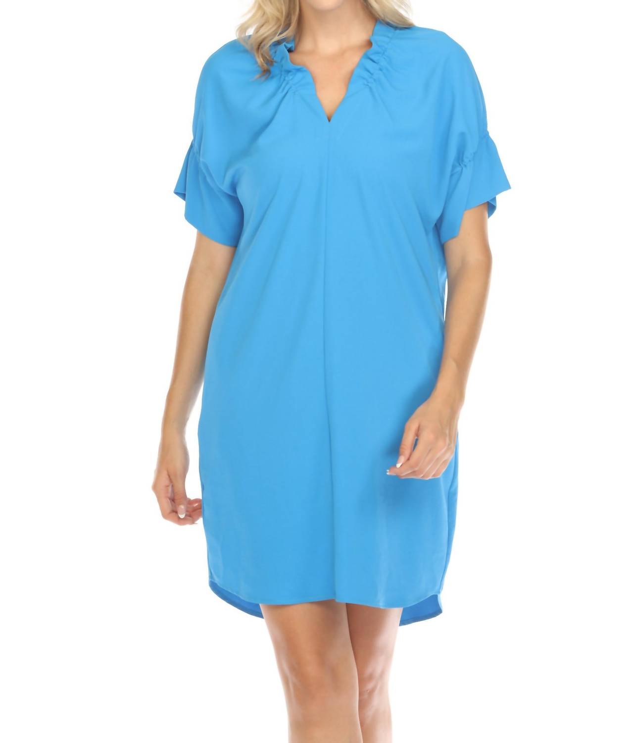 Vestido con cuello en V color azul