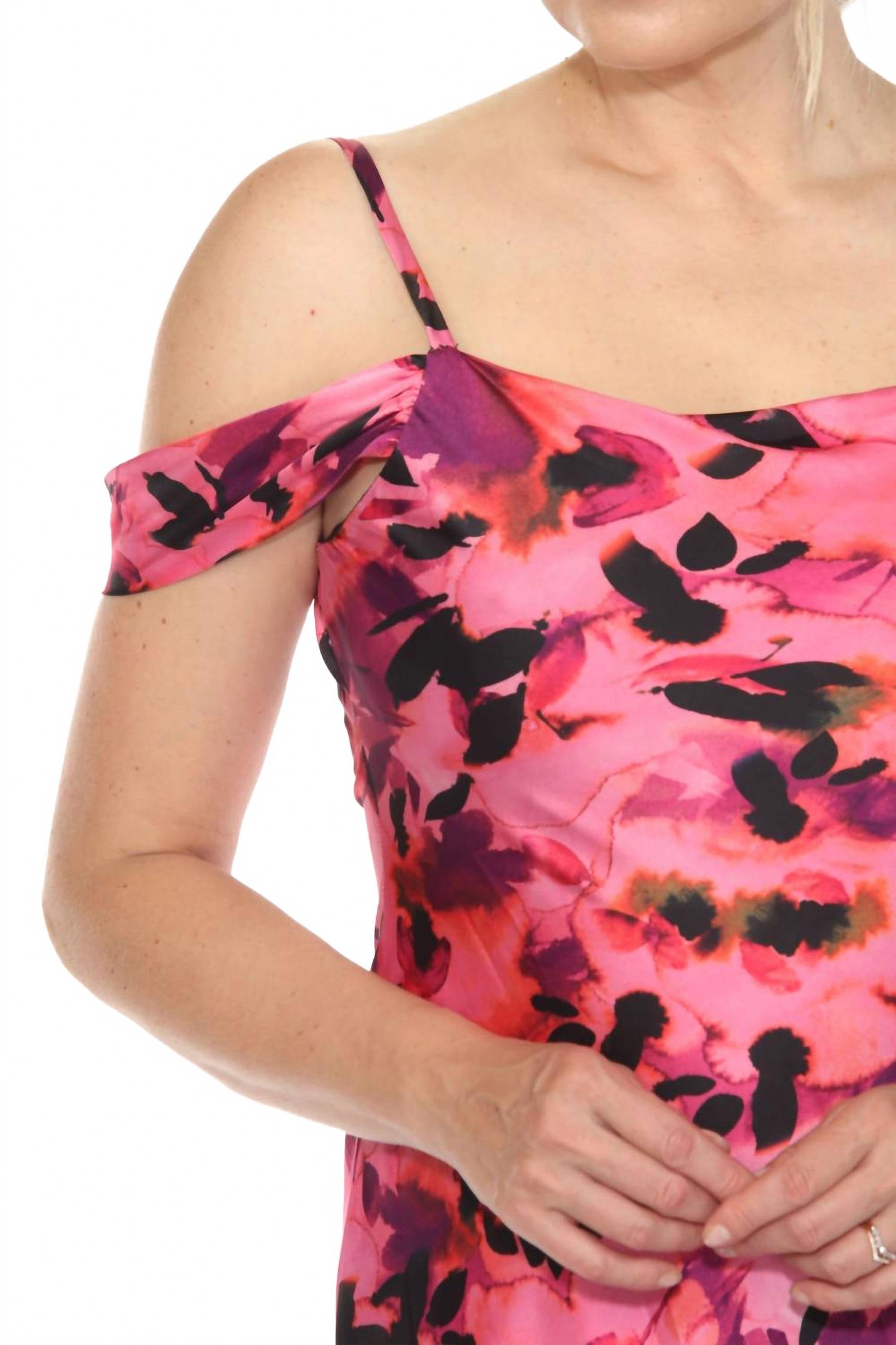 Vestido de satén midi con estampado floral color negro