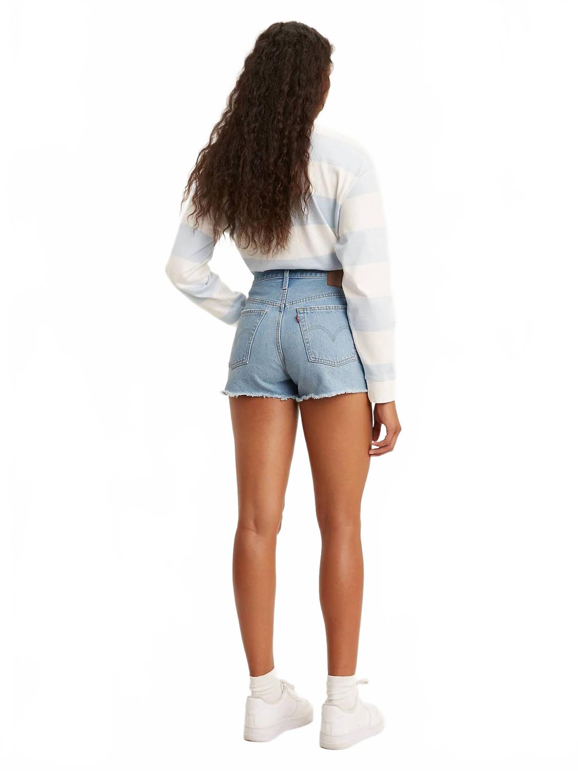 Short de tiro alto color azul