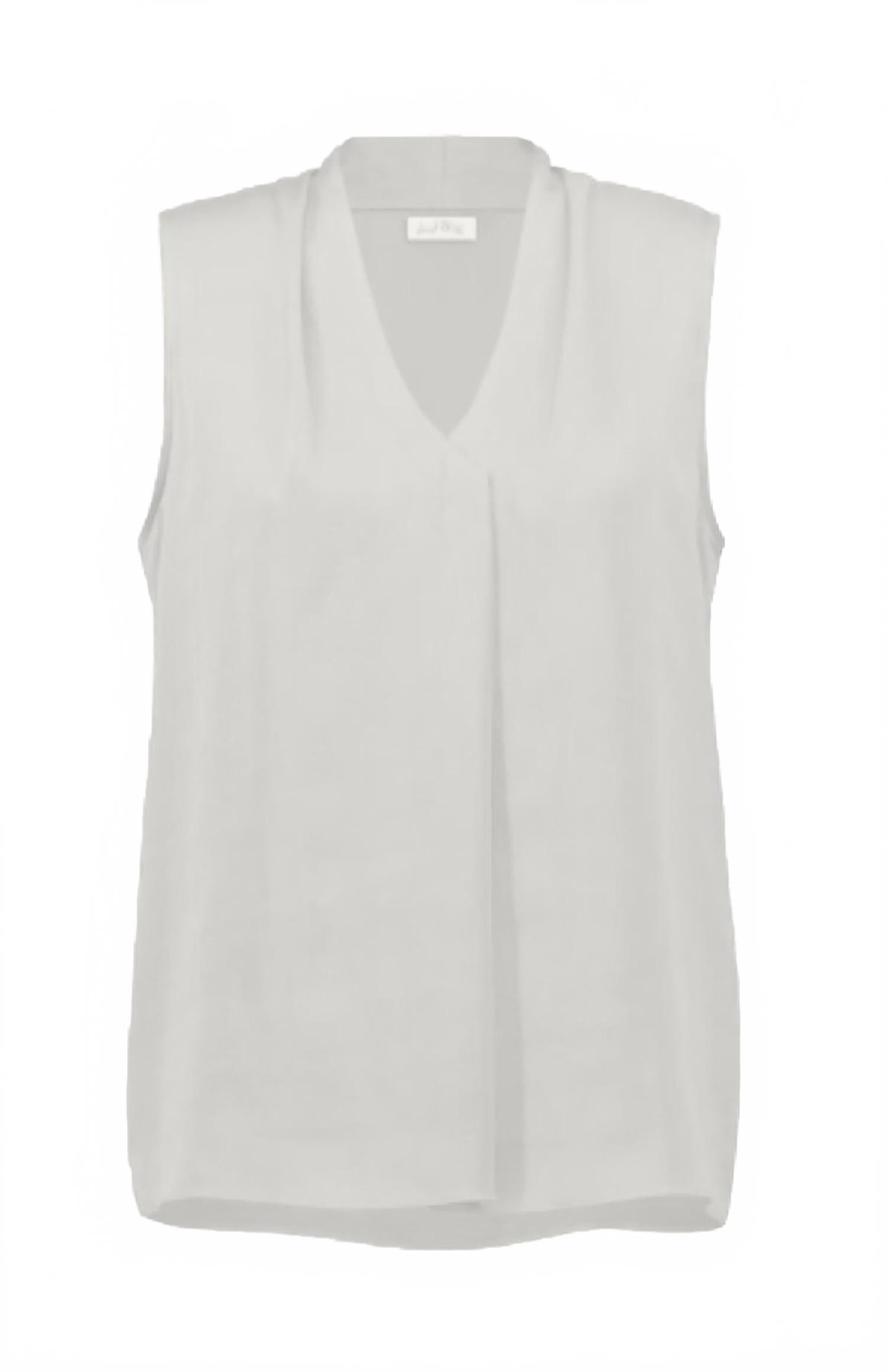 Suéter sin mangas con cuello en V color blanco