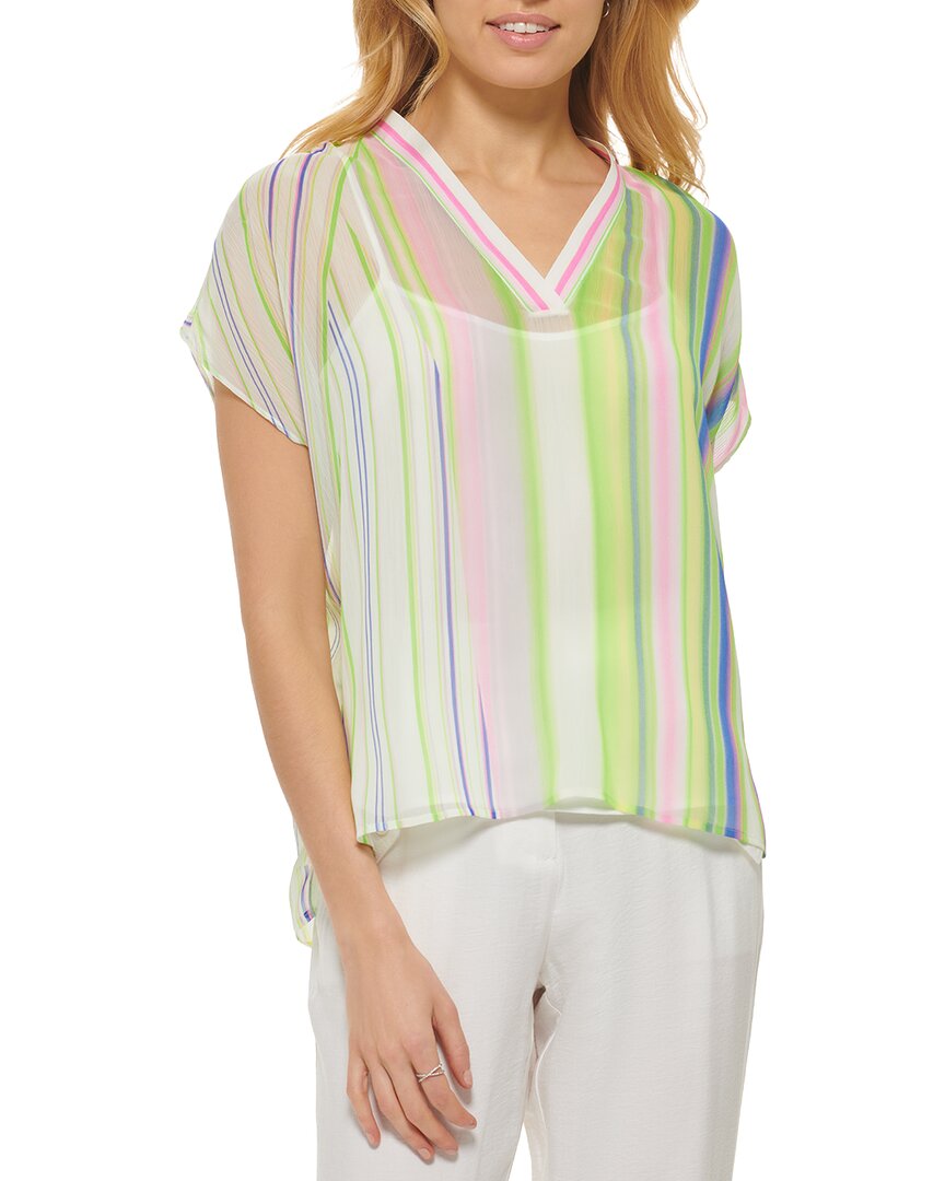 Camisa con cuello en V a rayas