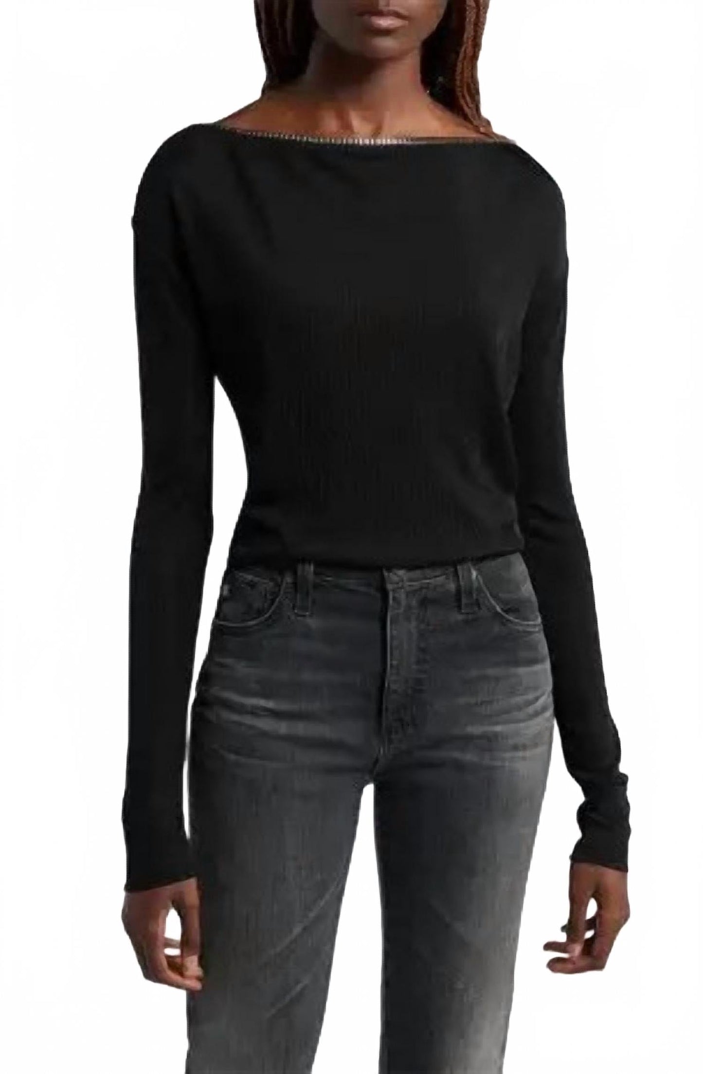 Top de manga larga color negro