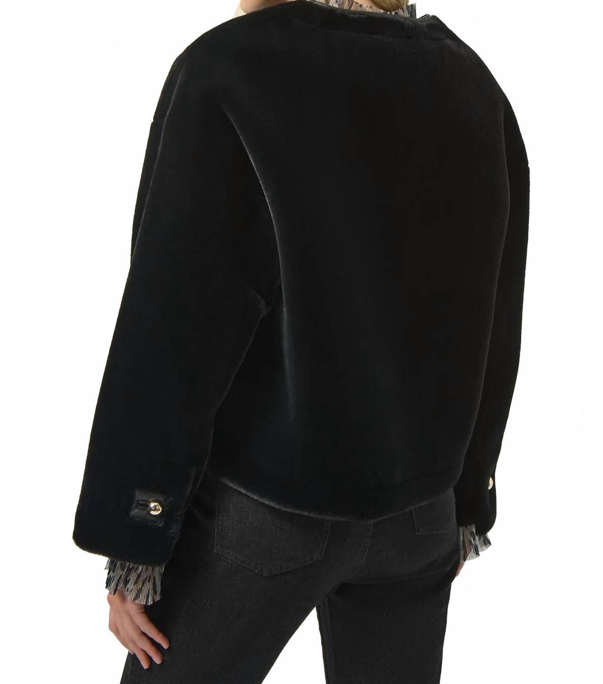 Chaqueta con cuello redondo color negro