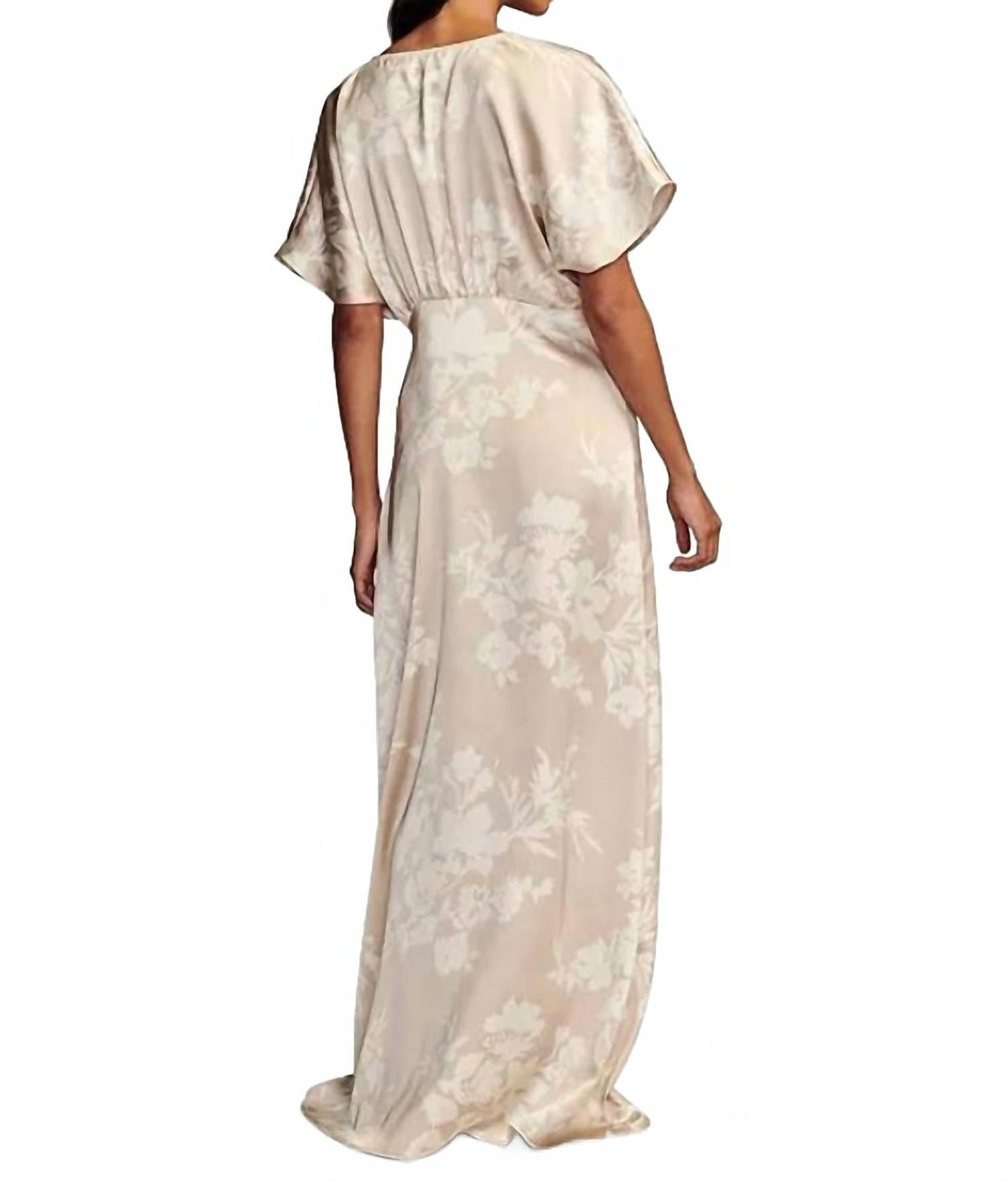 Vestido de satén con estampado color crema