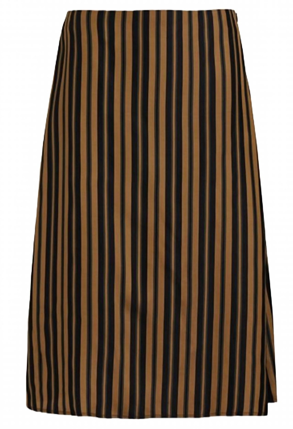 Falda de mujer midi a rayas color dorado