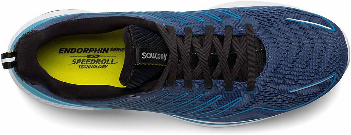 Tenis para correr de hombre color azul marino y negro y blanco