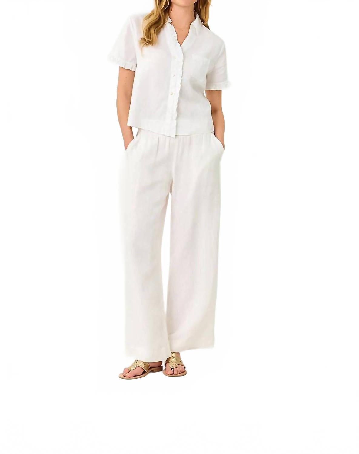 Pantalón de lino color blanco