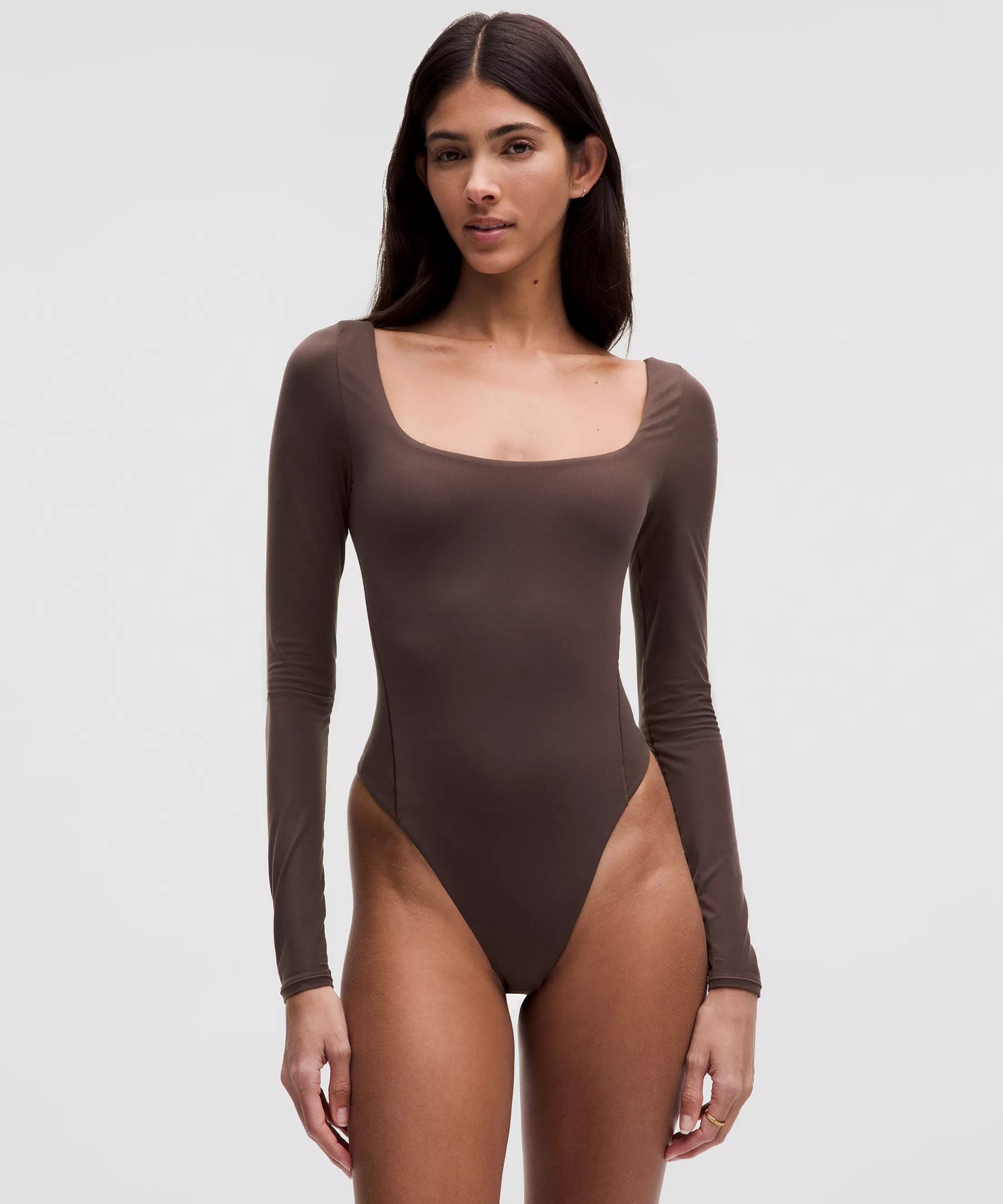 Body de manga larga con escote cuadrado