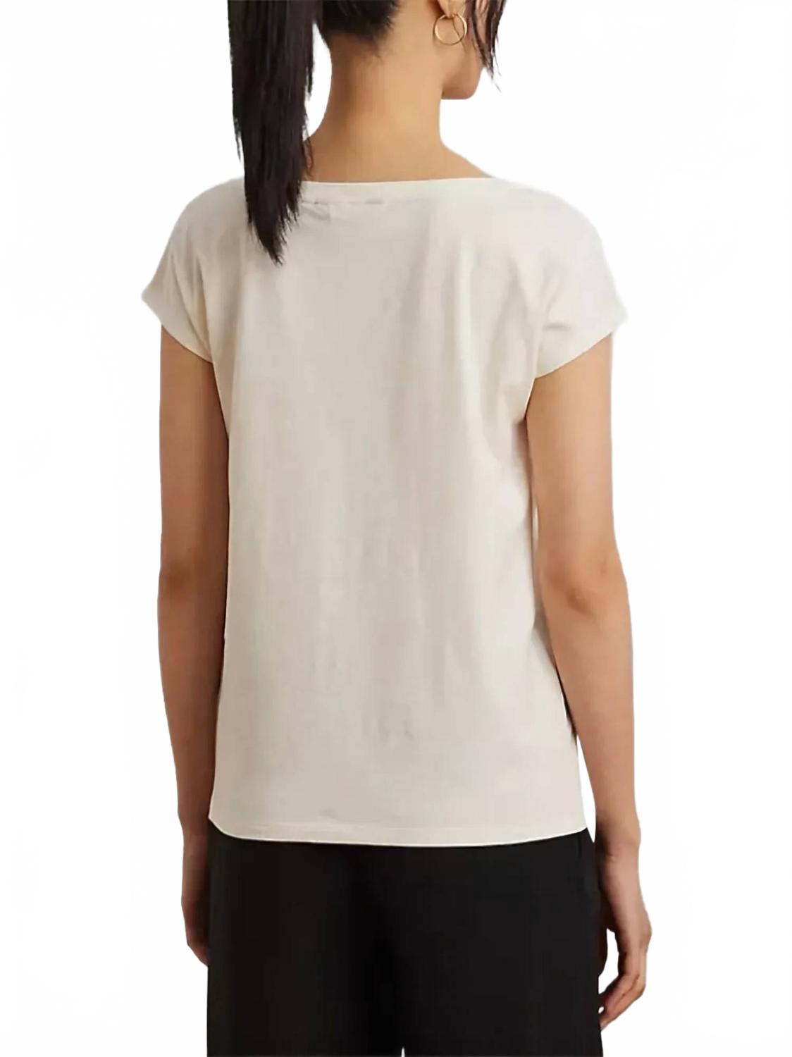 Camiseta de algodón con bordado color blanco