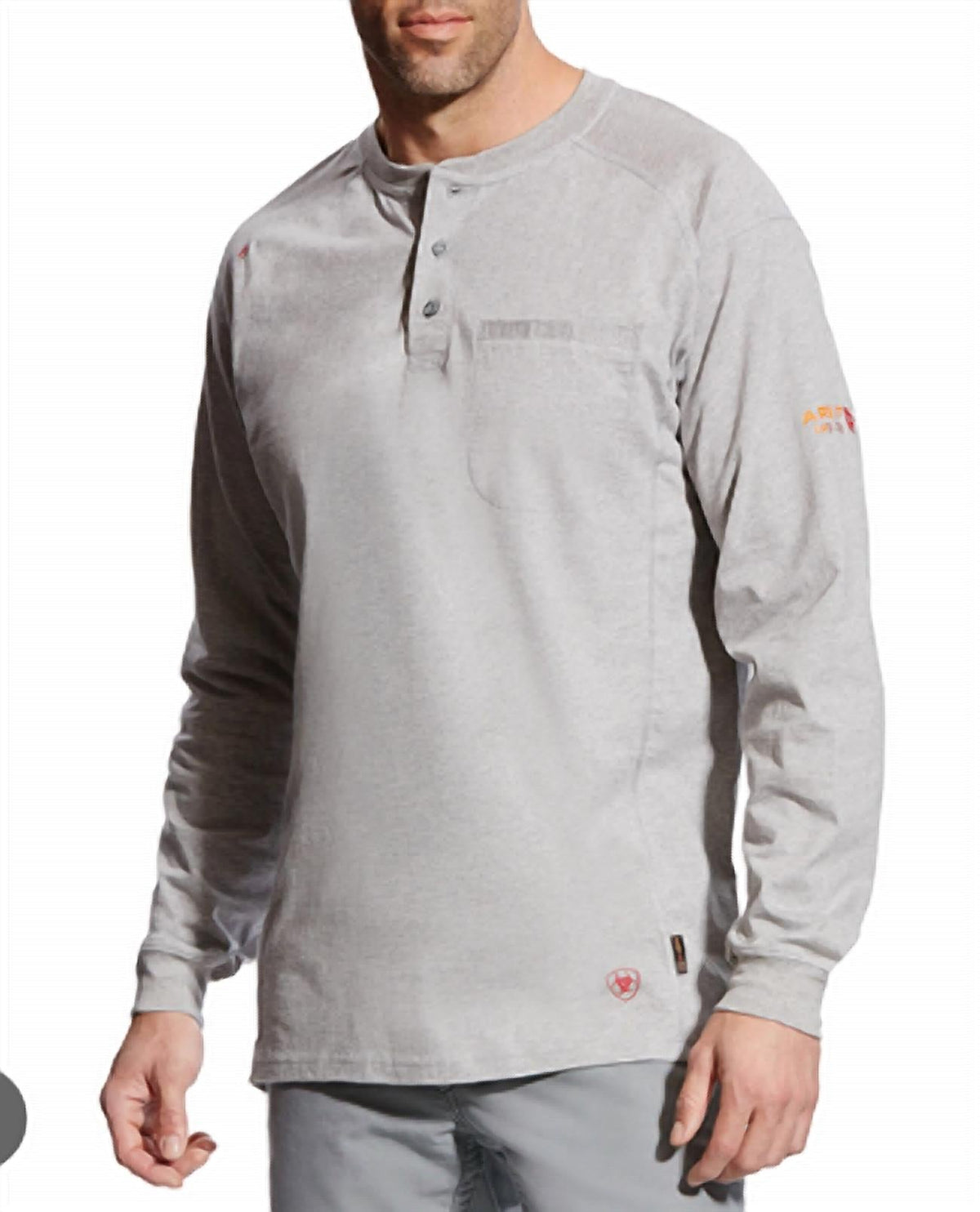 Camiseta con botones de hombre de manga larga color plateado