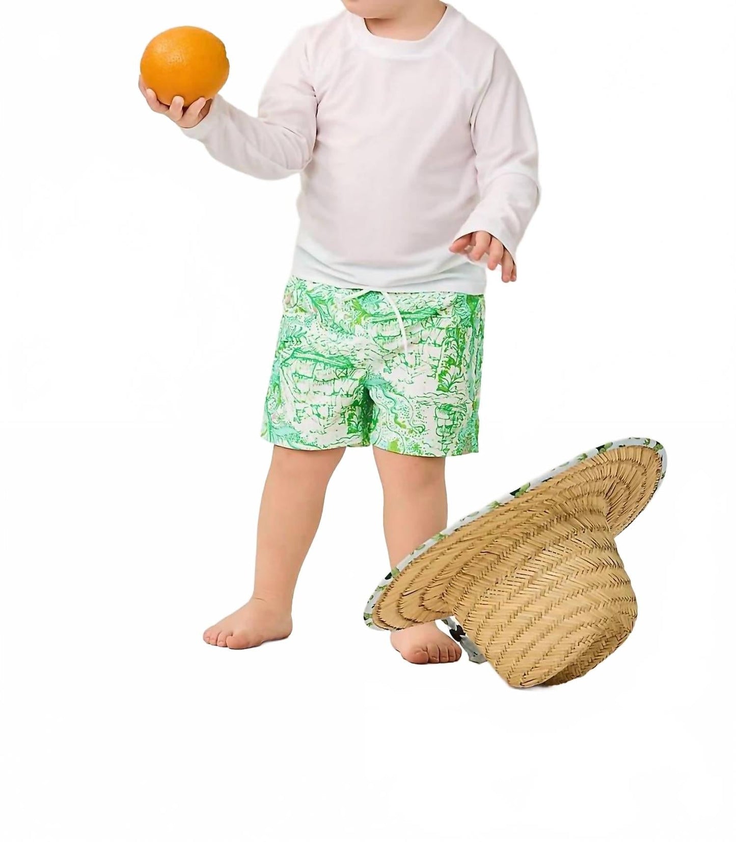 Pantaloneta de baño para niño color blanco