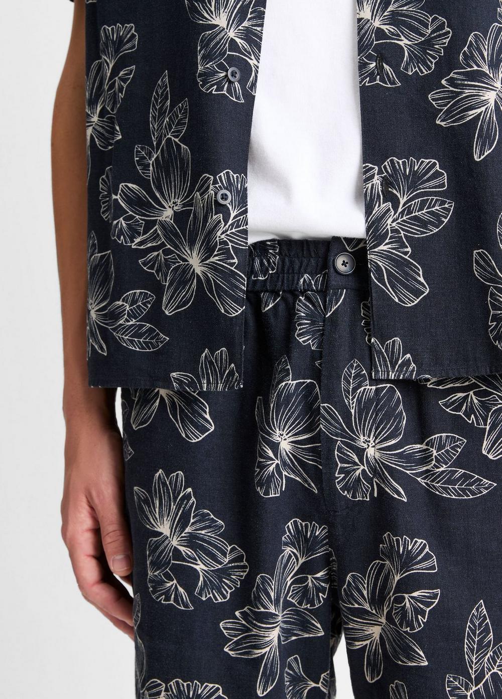 Short de mezcla de lino con estampado floral