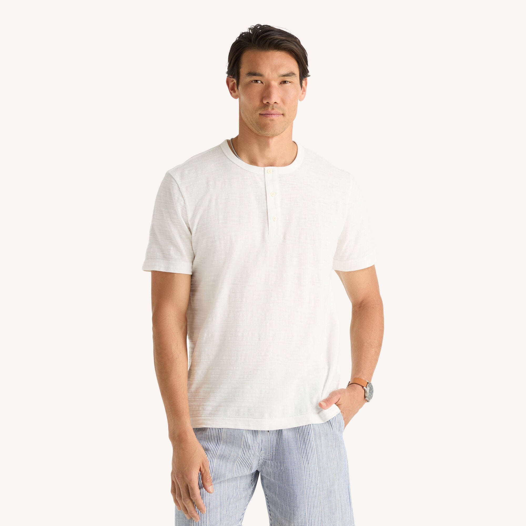 Camiseta con botones de hombre de manga corta