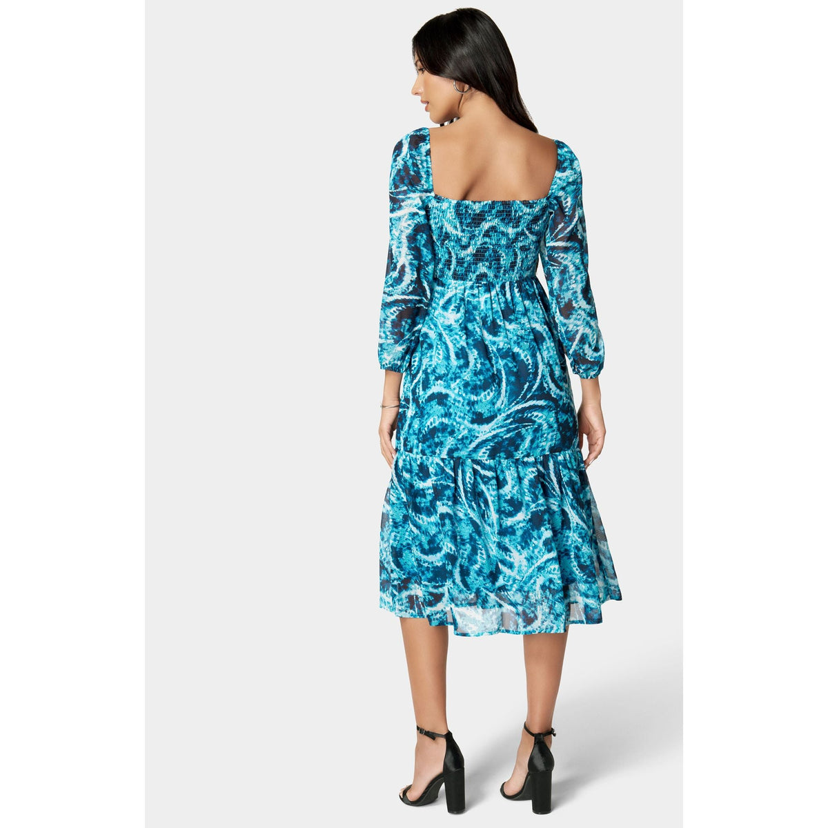 Vestido de mujer de gasa midi con estampado