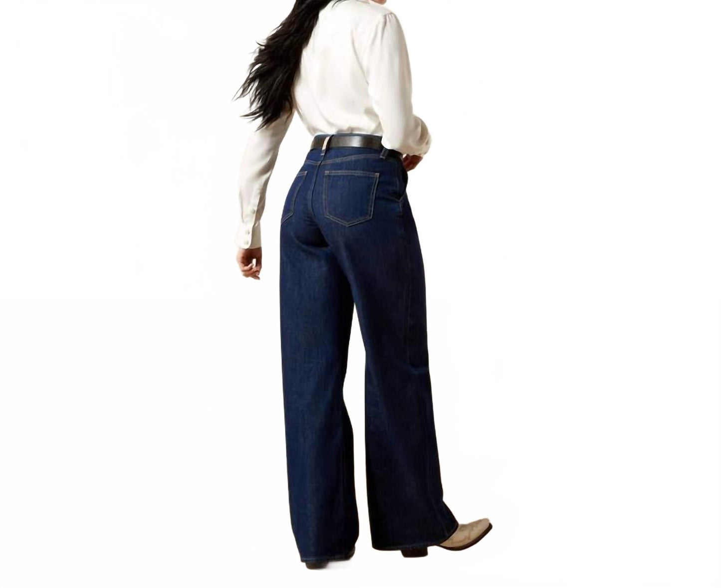 Jean con pliegues color azul