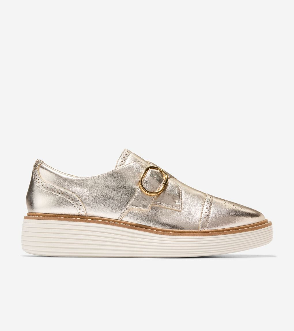 Zapatos de cordones de mujer color dorado