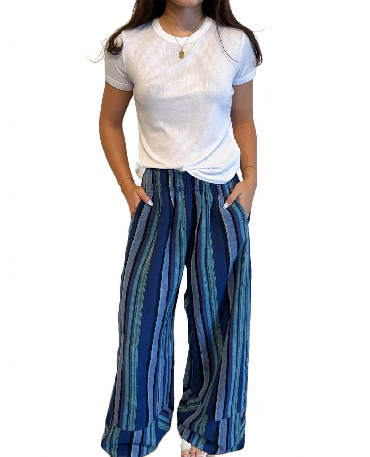 Pantalón de lino color azul marino