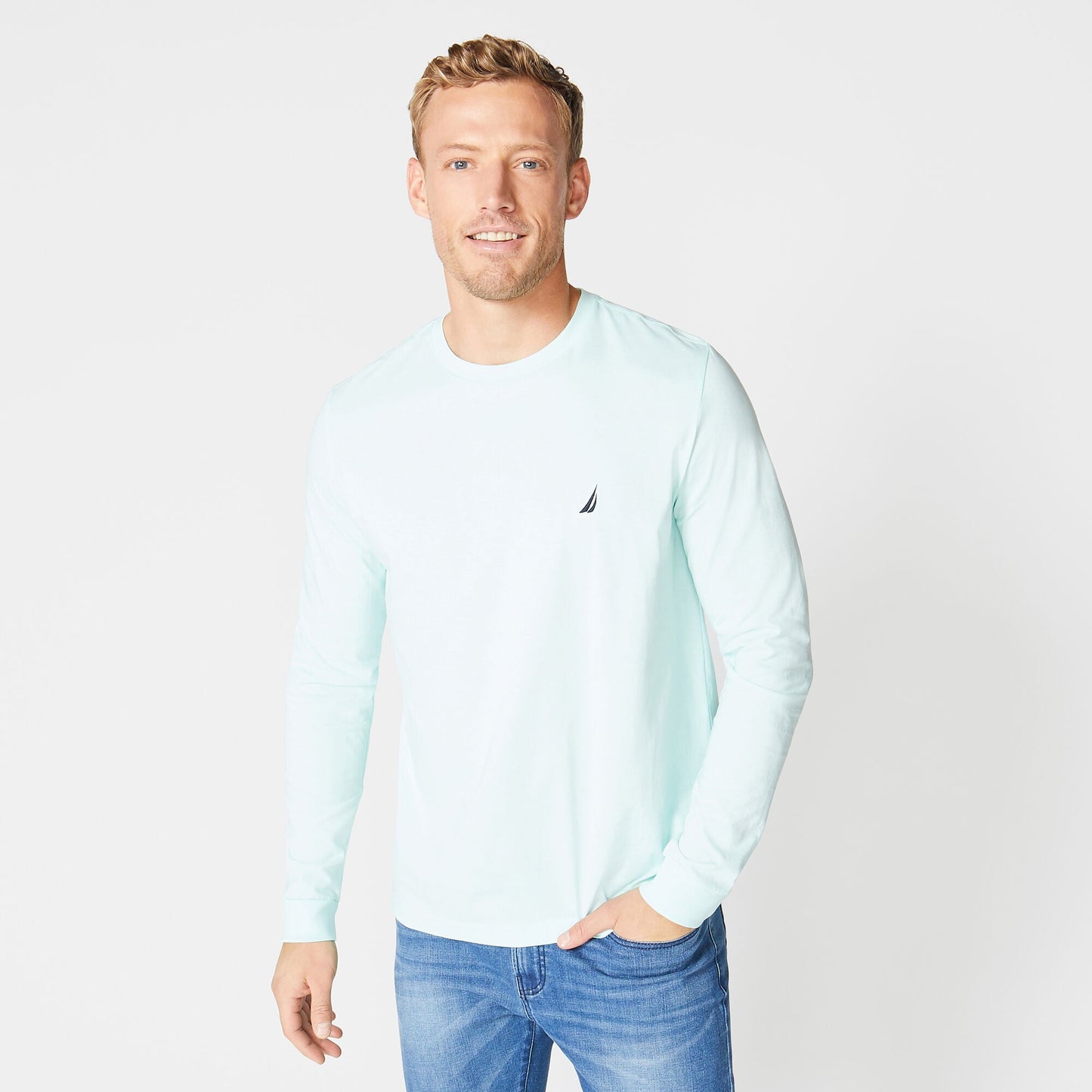 Camiseta de hombre de manga larga con cuello redondo