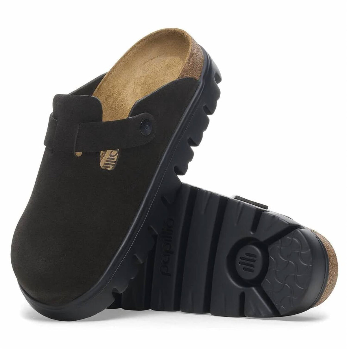 Zuecos de mujer de gamuza color negro