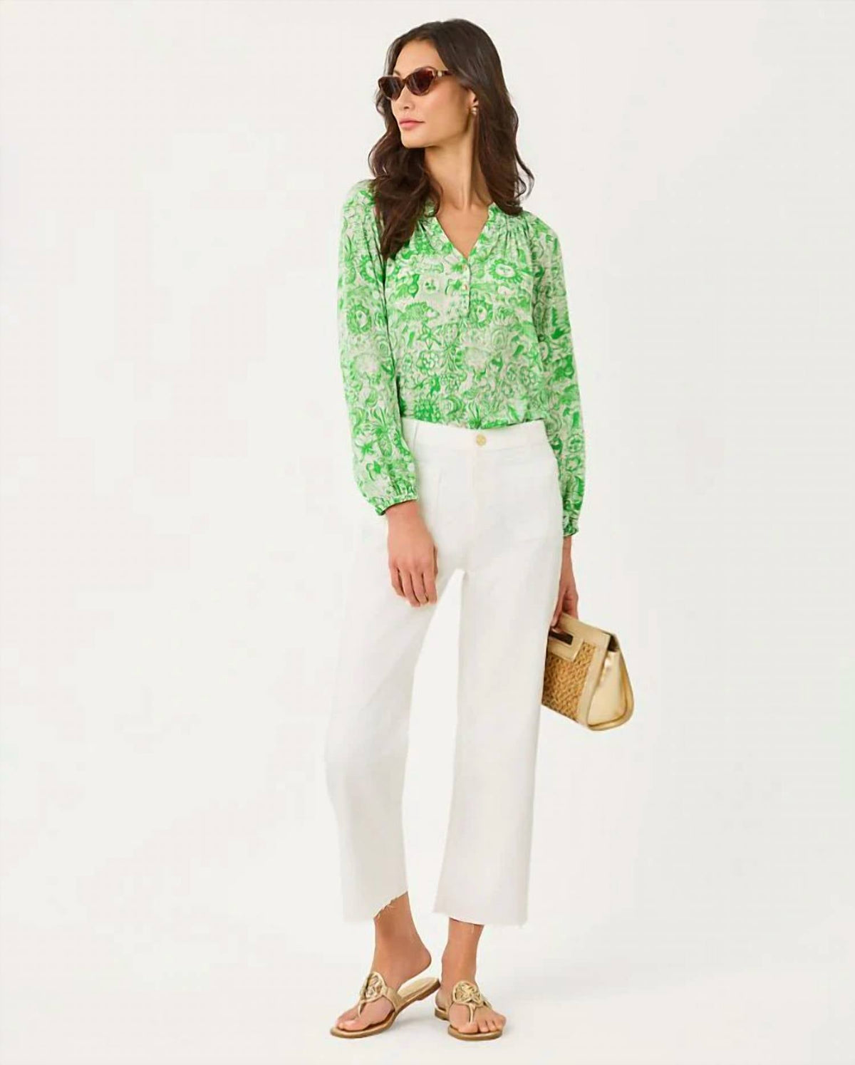 Top de seda color verde