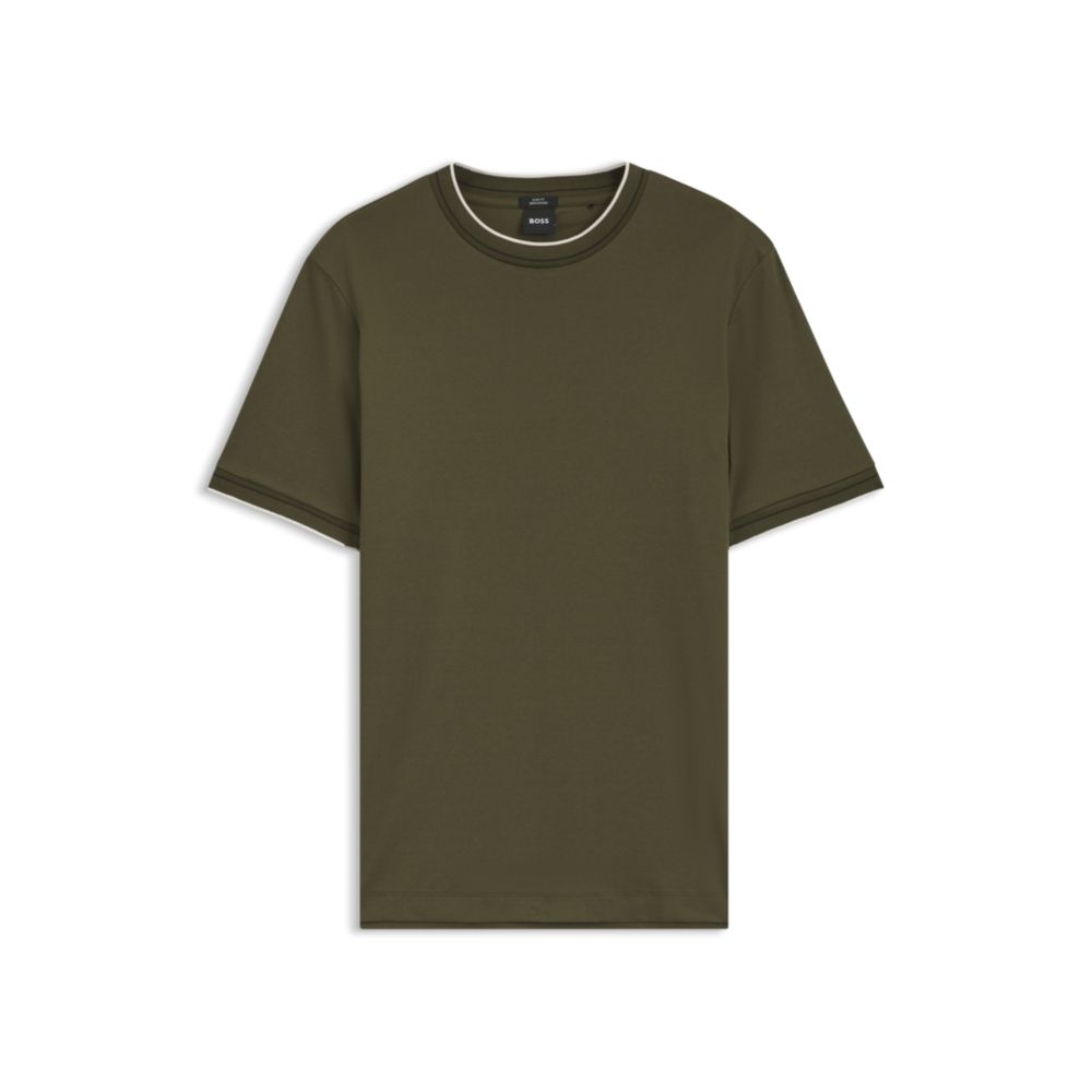 Camiseta de algodón con cuello redondo de corte ajustado