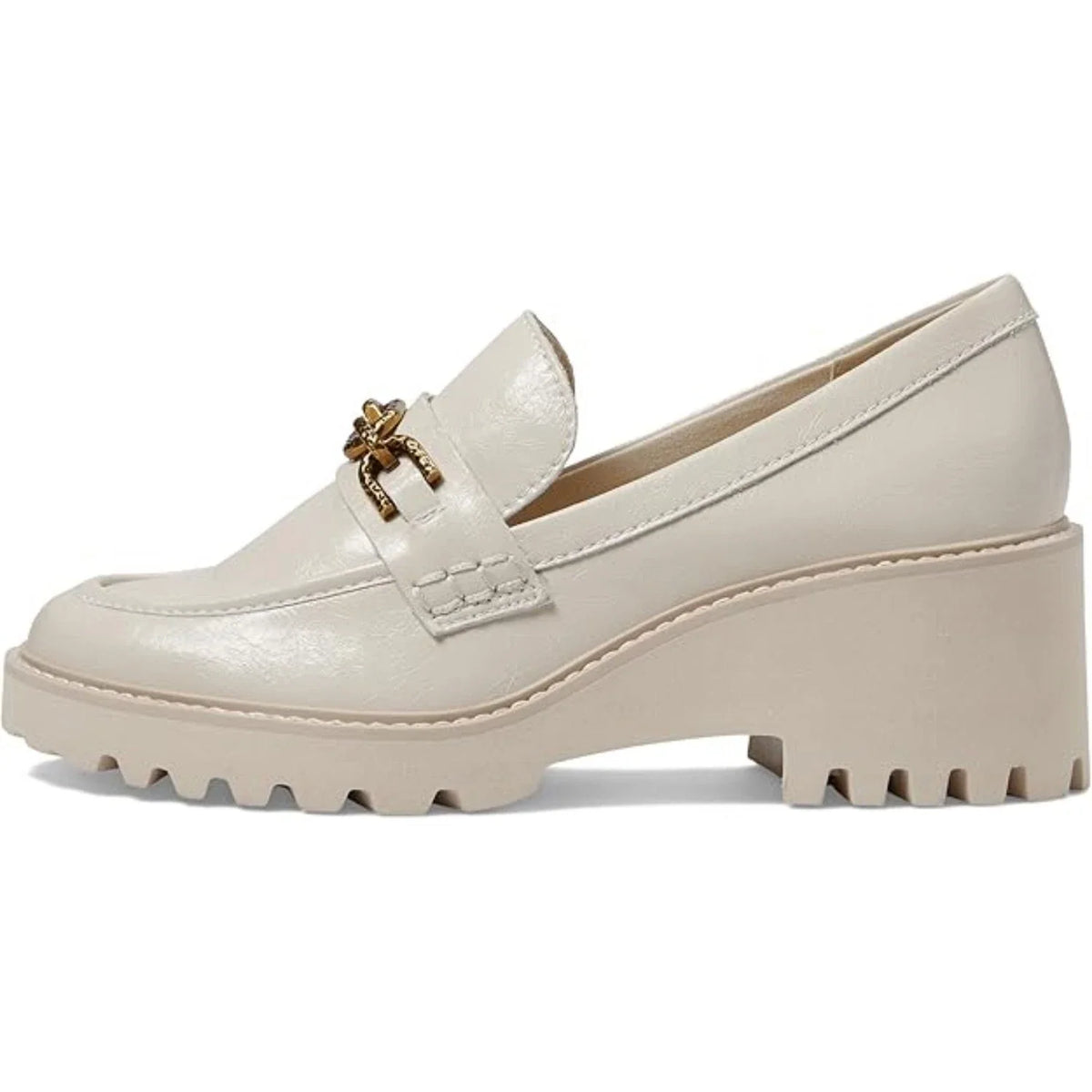 Mocasines de mujer de cuero color marfil