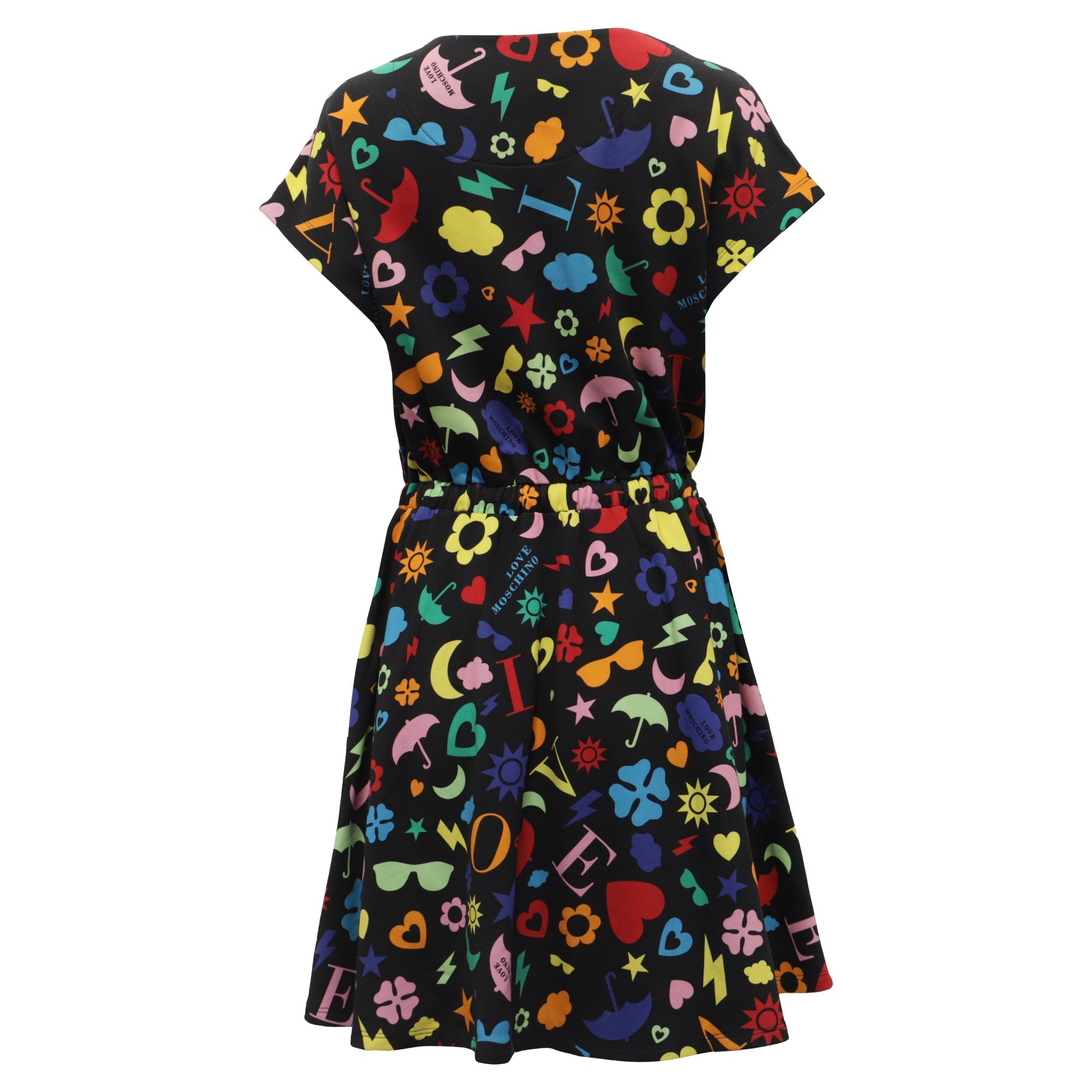 Vestido de algodón corto con estampado multicolor