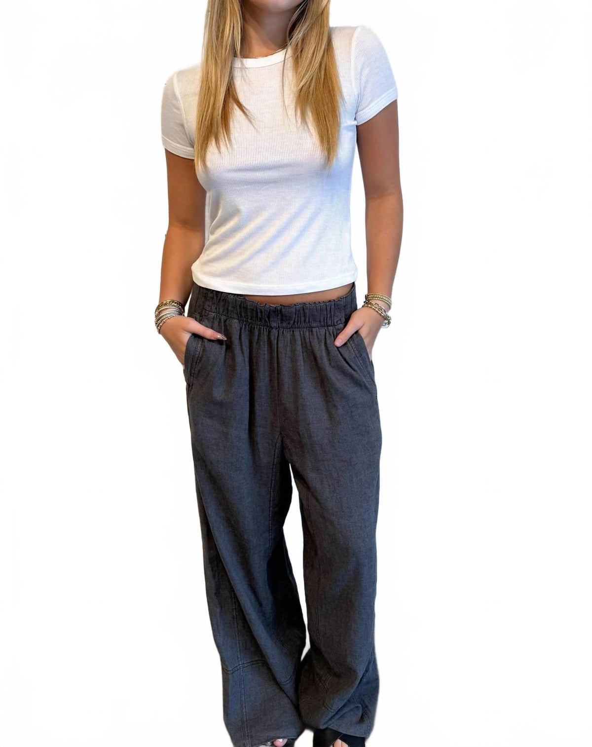 Pantalón de lino color negro