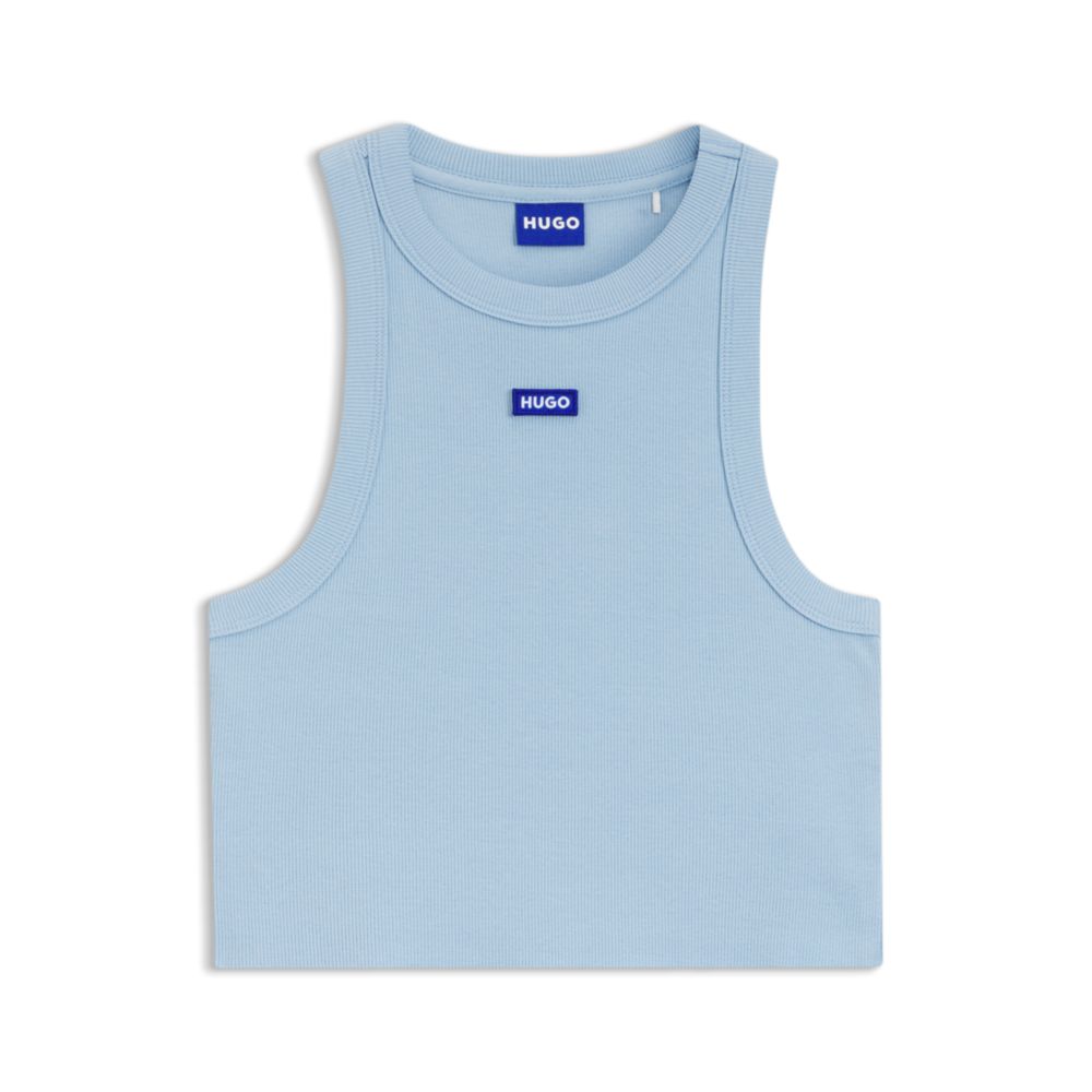 Camiseta sin mangas de algodón color azul