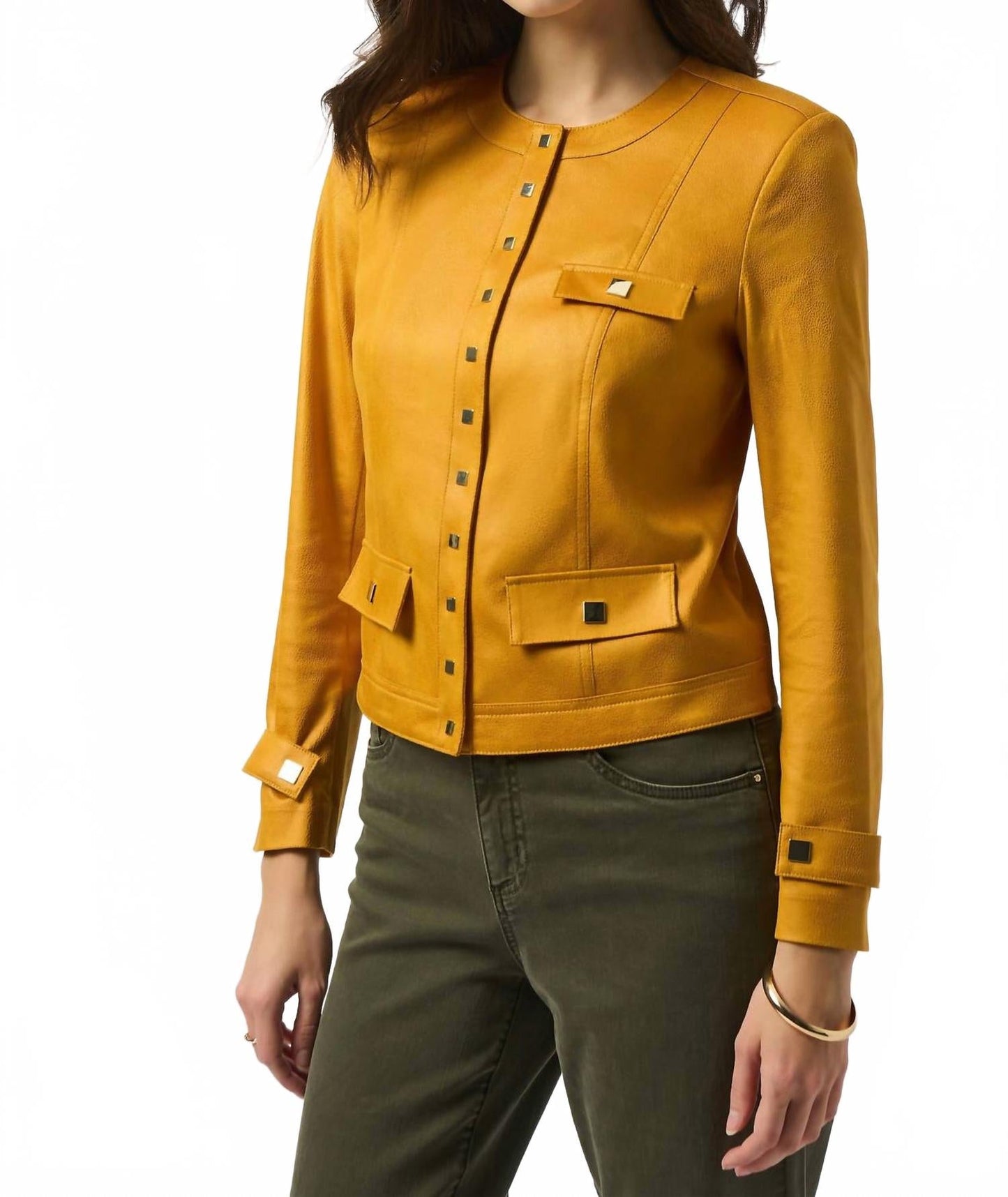 Chaqueta de gamuza sintética de manga larga