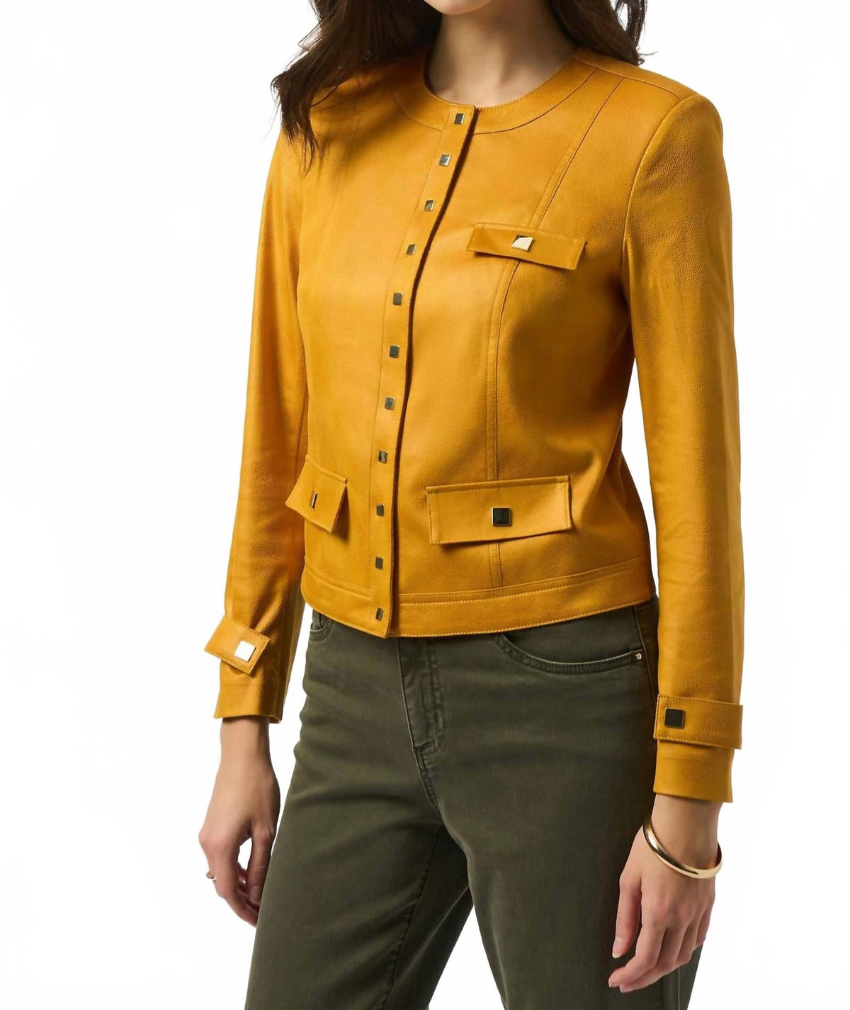 Chaqueta de gamuza sintética de manga larga