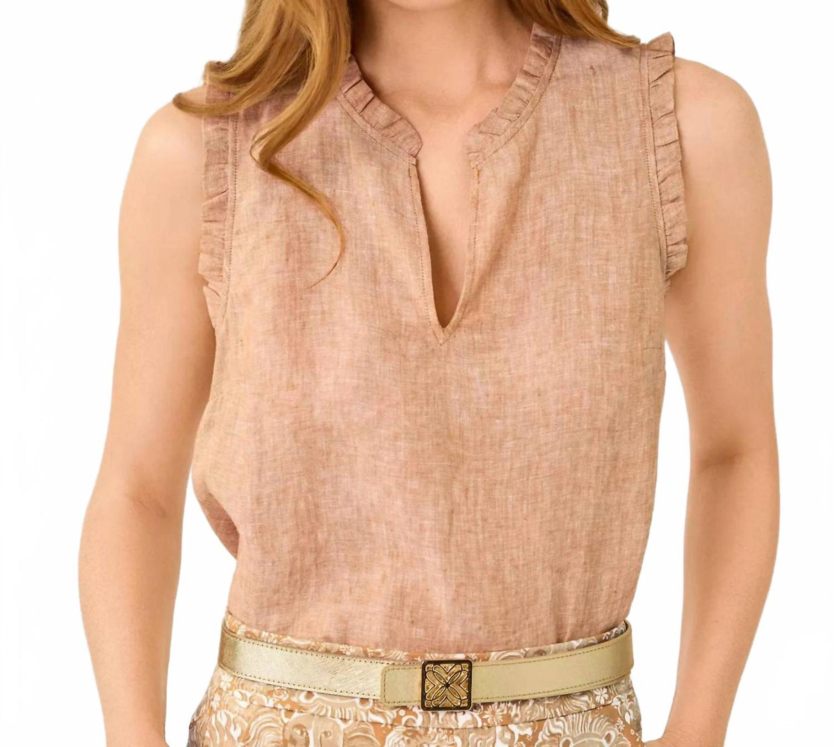 Top sin mangas con boleros color blanco