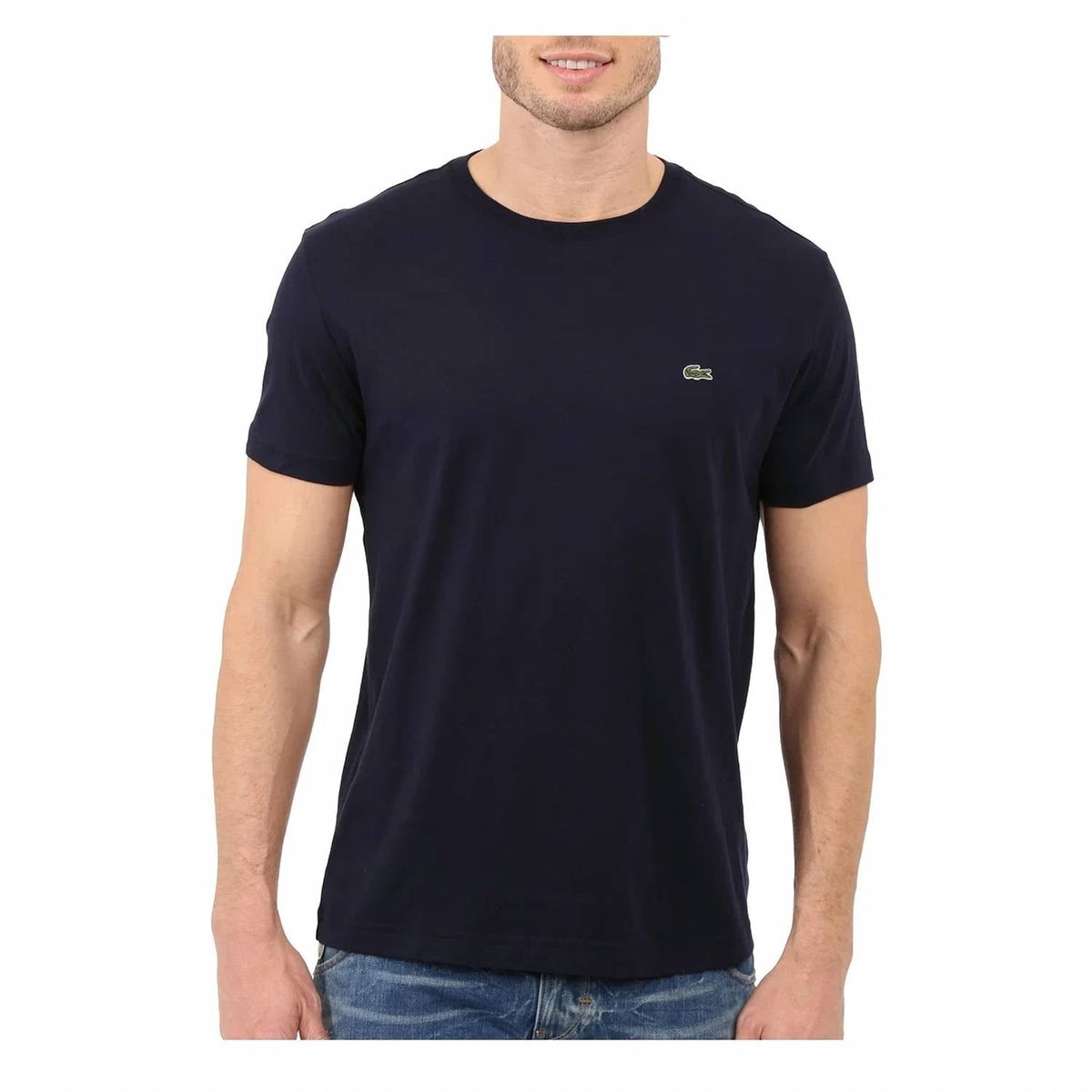 Camiseta de hombre de manga corta con cuello redondo color azul marino