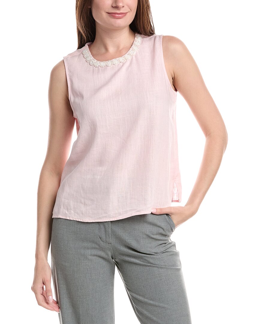 Vince Camuto Sin Mangas Cuello Redondo Mezcla de Lino
