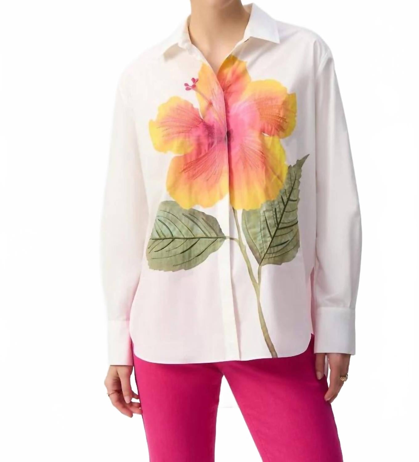 Camisa de algodón con bordado color blanco