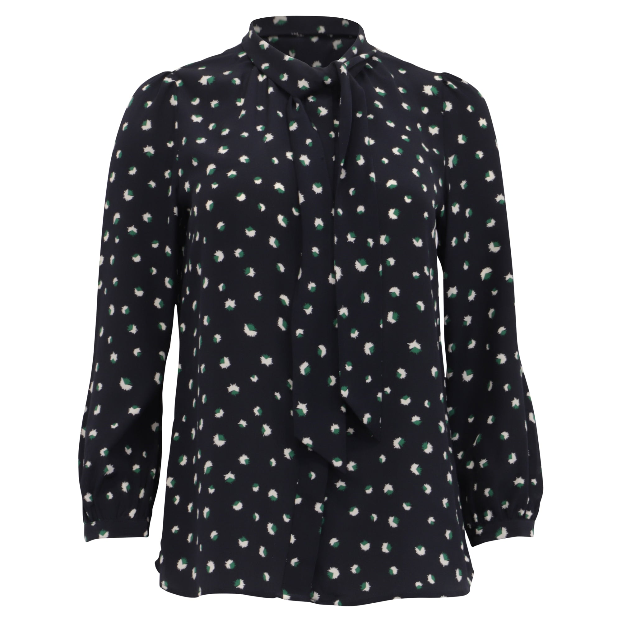 Blusa de seda con estampado color azul marino
