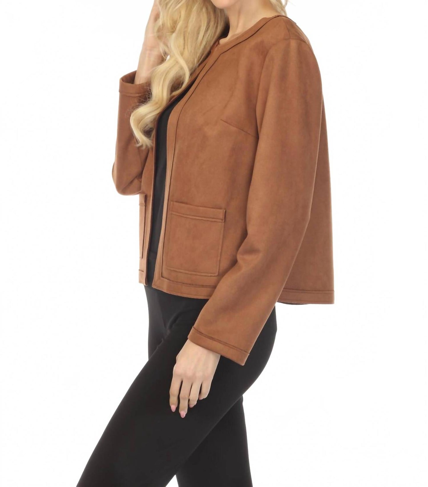 Chaqueta de gamuza de manga larga color café