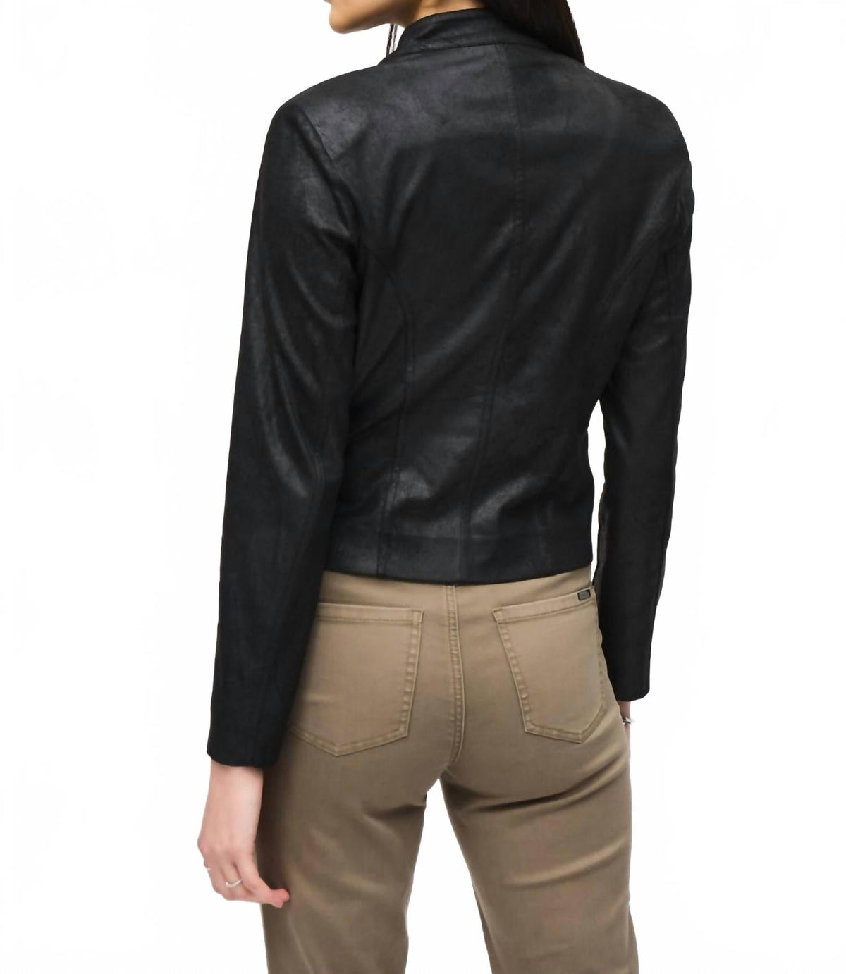 Chaqueta de gamuza sintética color negro