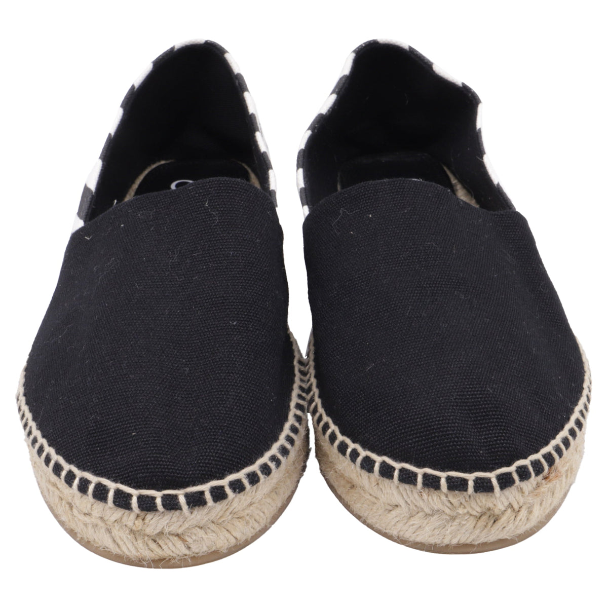 Alpargatas de lona a rayas sin cordones color negro