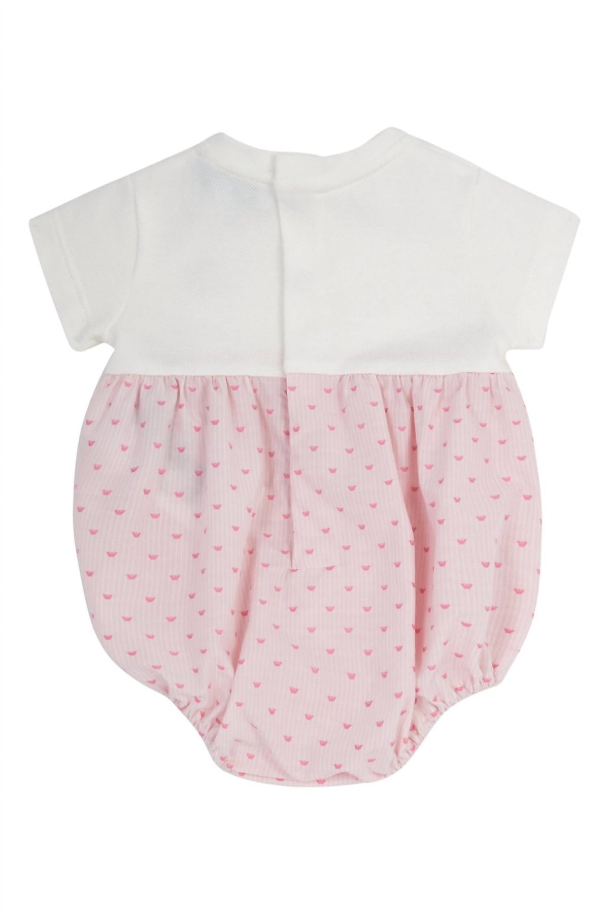 Short para bebé de manga corta a rayas color blanco y rosado