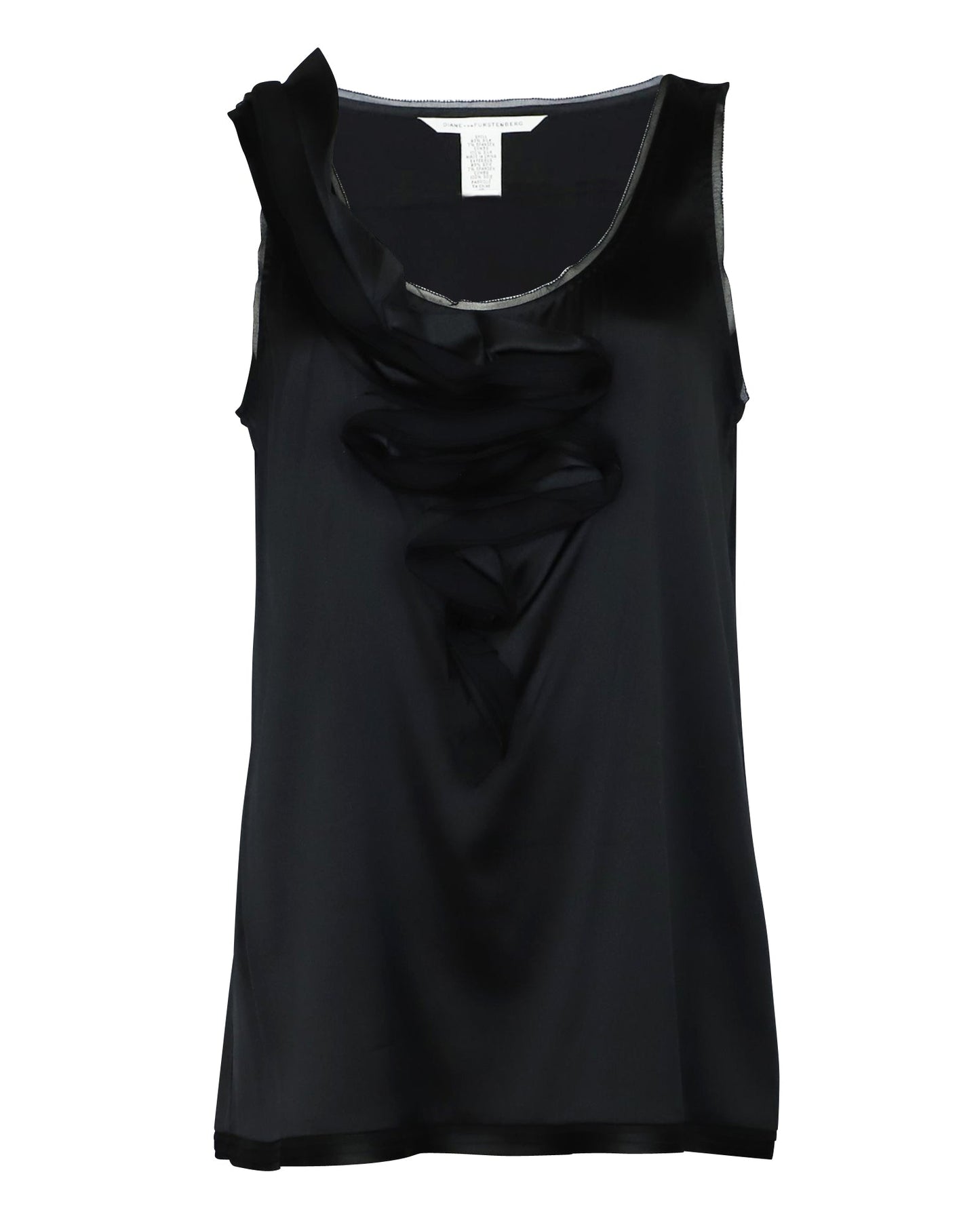 Blusa de seda sin mangas con boleros color negro