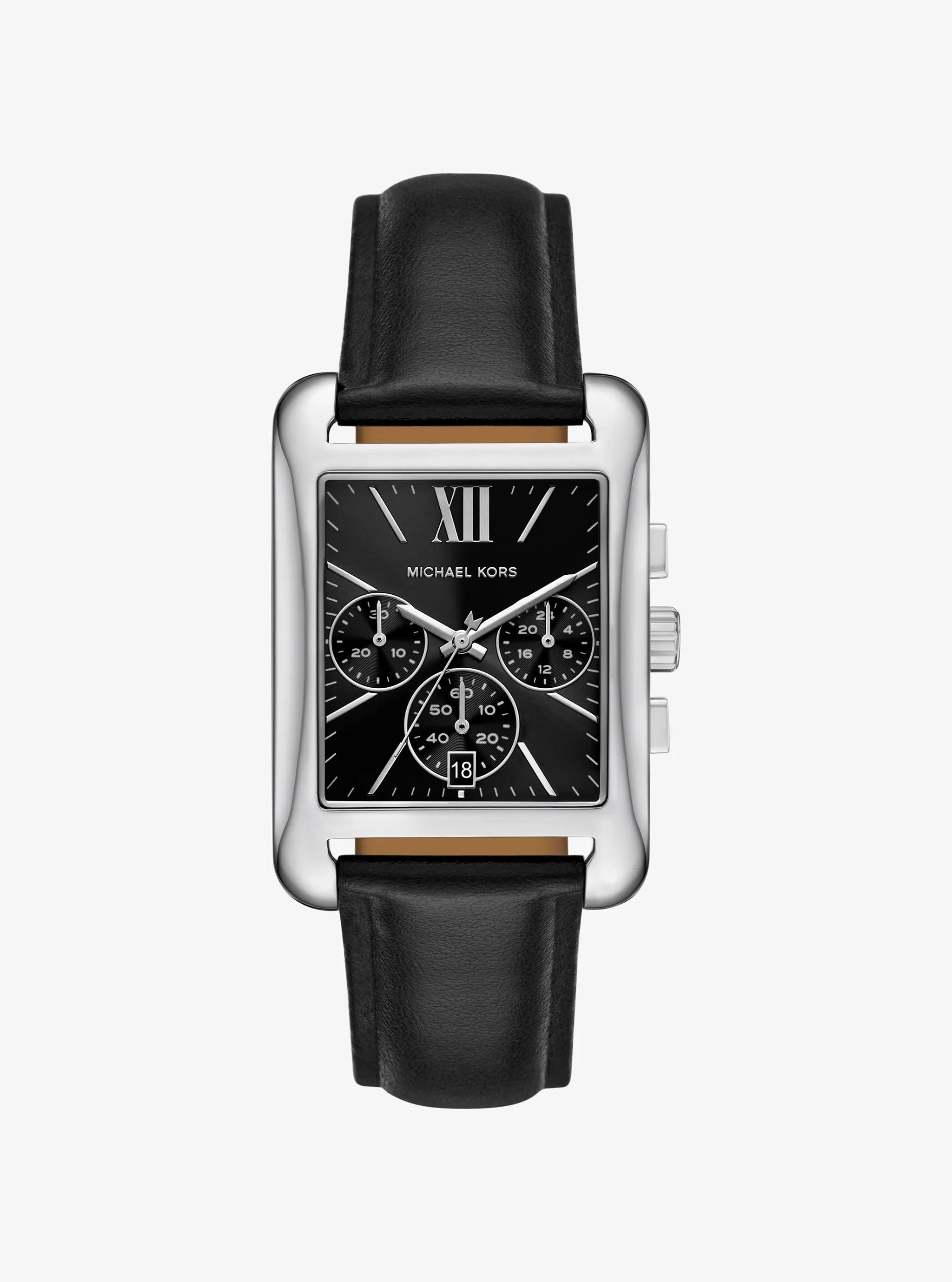 Reloj de cuero color plateado