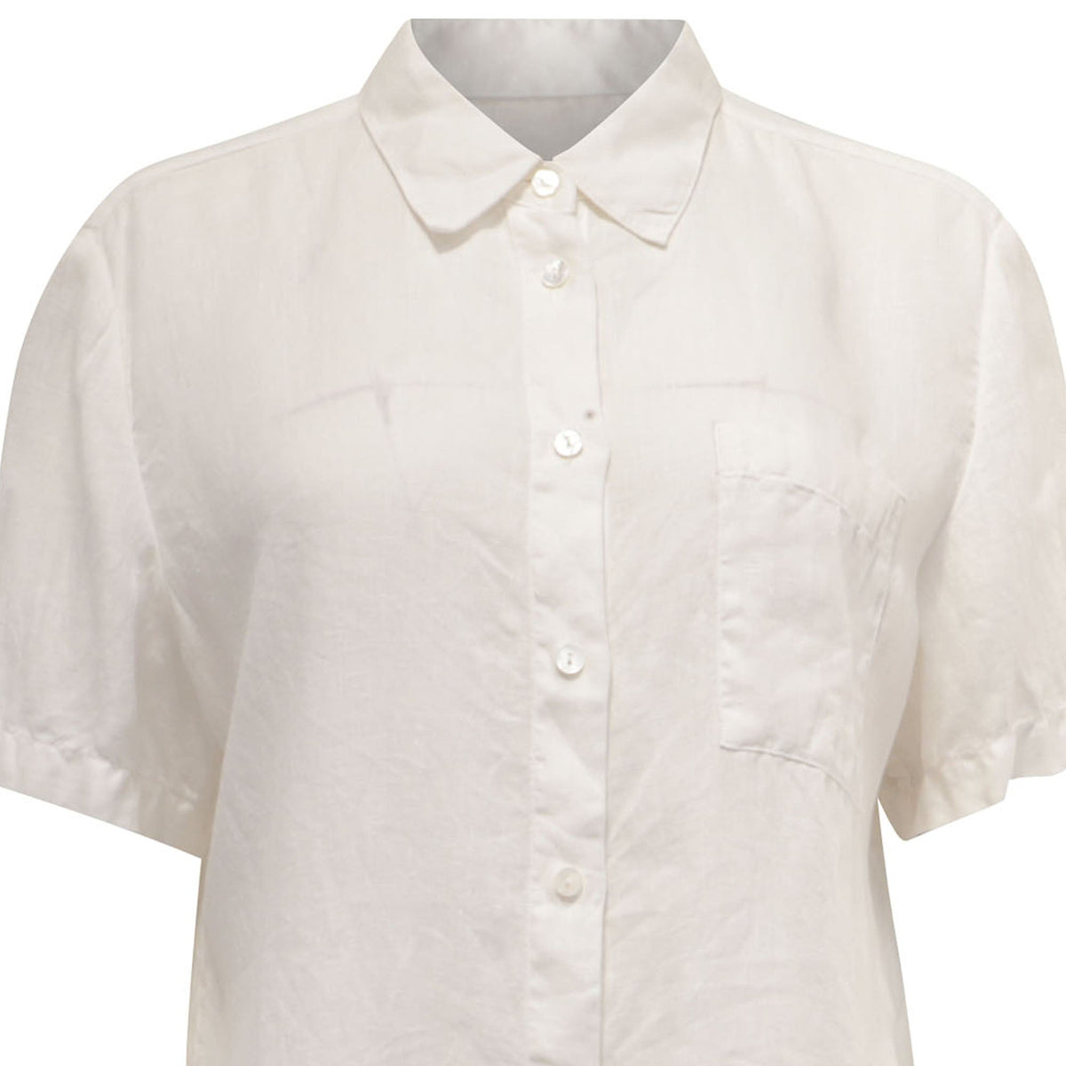 Camisa de lino de manga corta color blanco