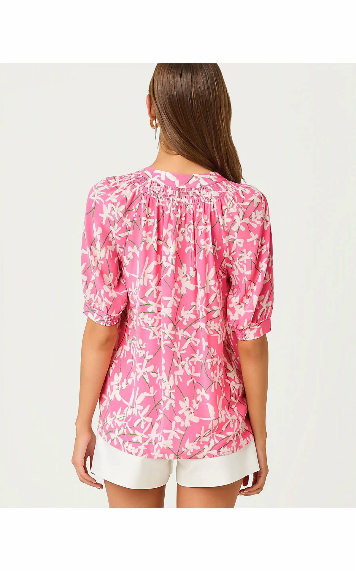Short de seda de manga corta color rosado